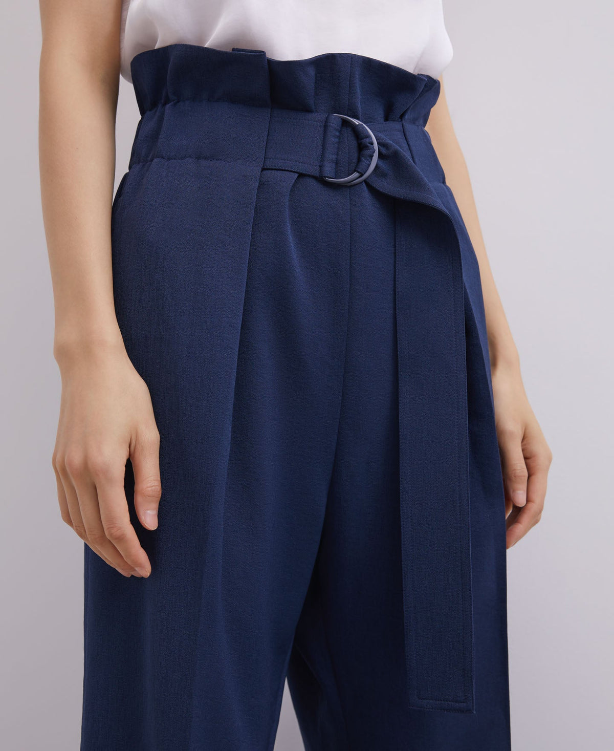Navy Blue High Rise Trousers With Darts