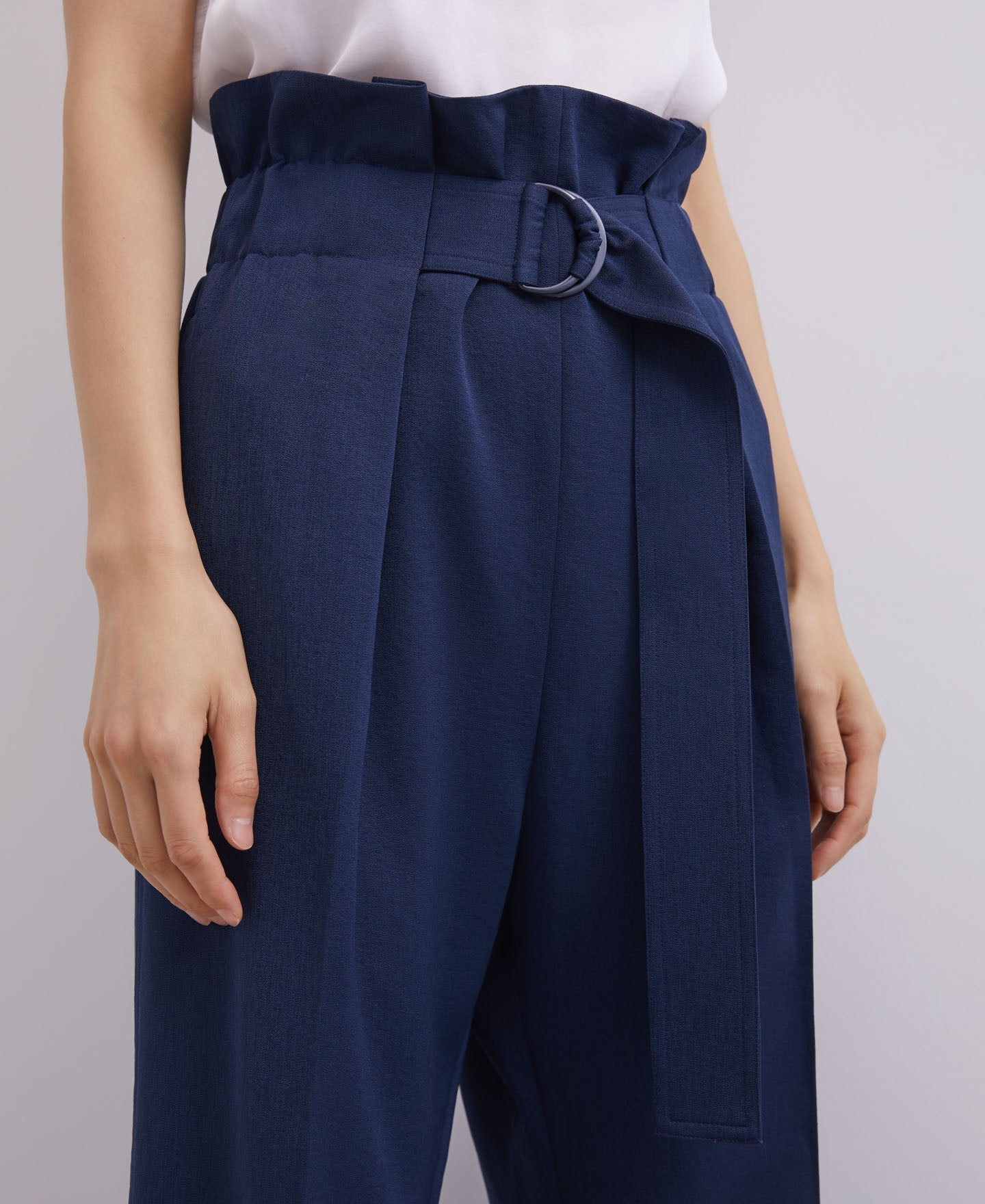 Navy Blue High Rise Trousers With Darts