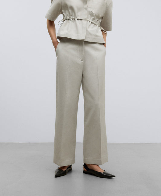 Light Grey Grey Ankle-Length Trousers