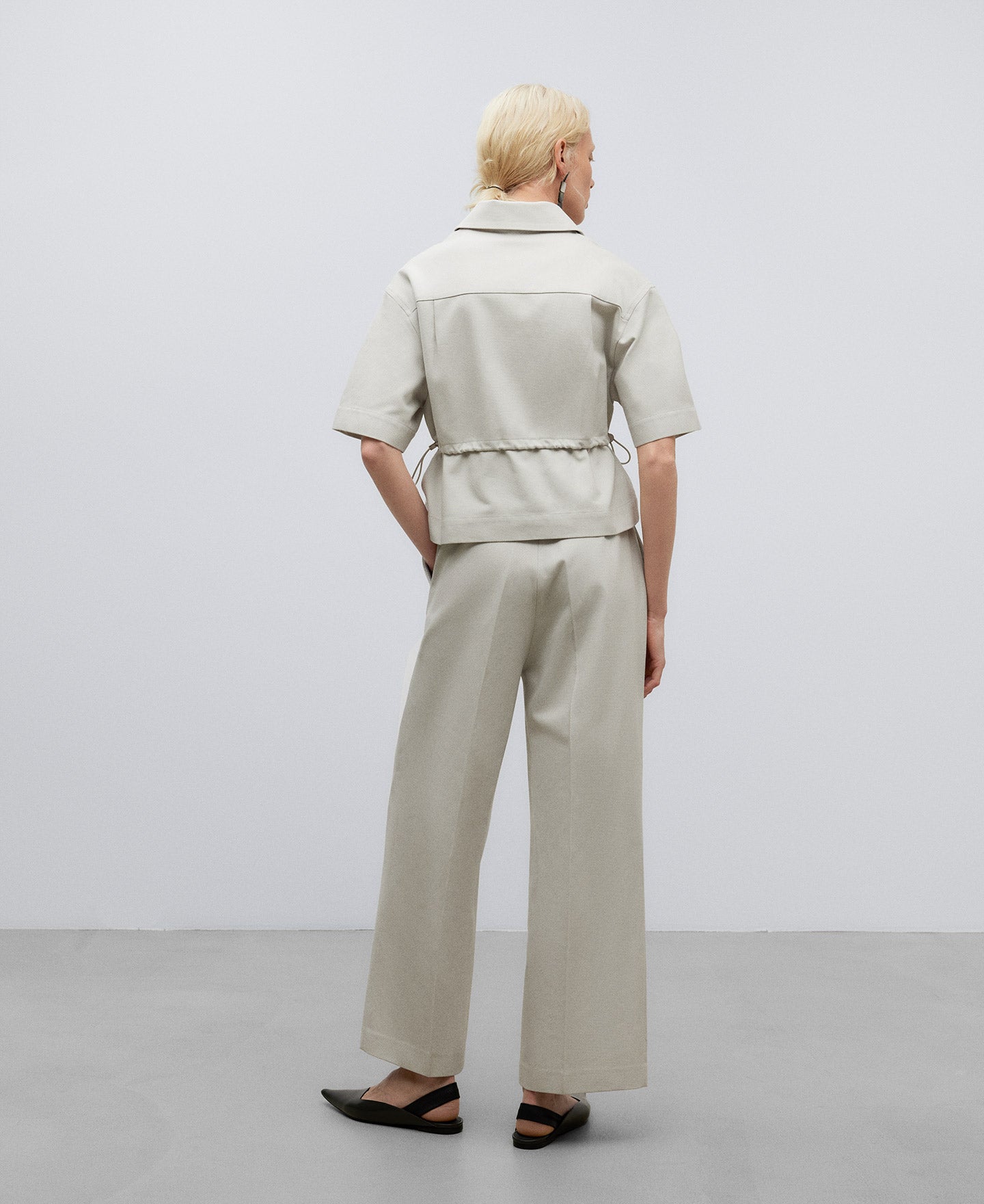Light Grey Grey Ankle-Length Trousers