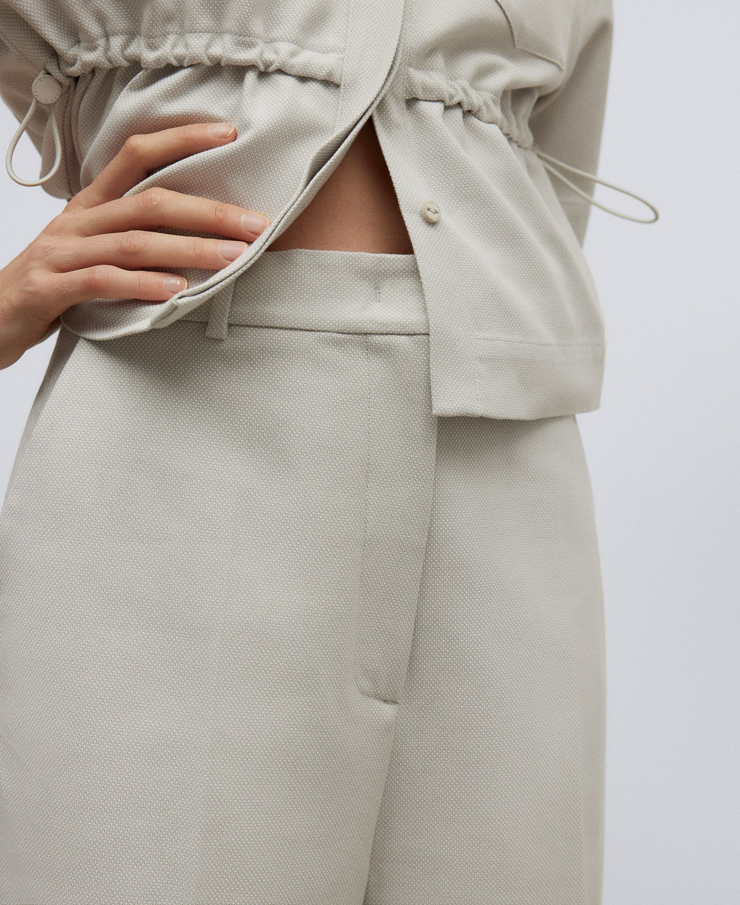 Light Grey Grey Ankle-Length Trousers