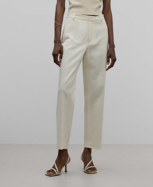 Ecru ankle-length trousers woman in ecru