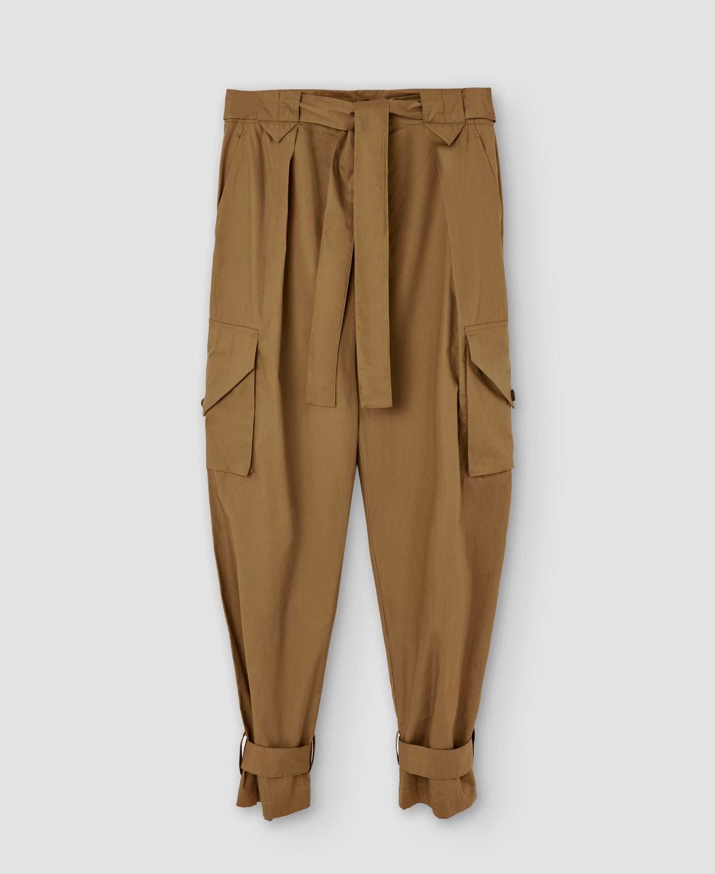 Camel High-Waist Cargo Trousers