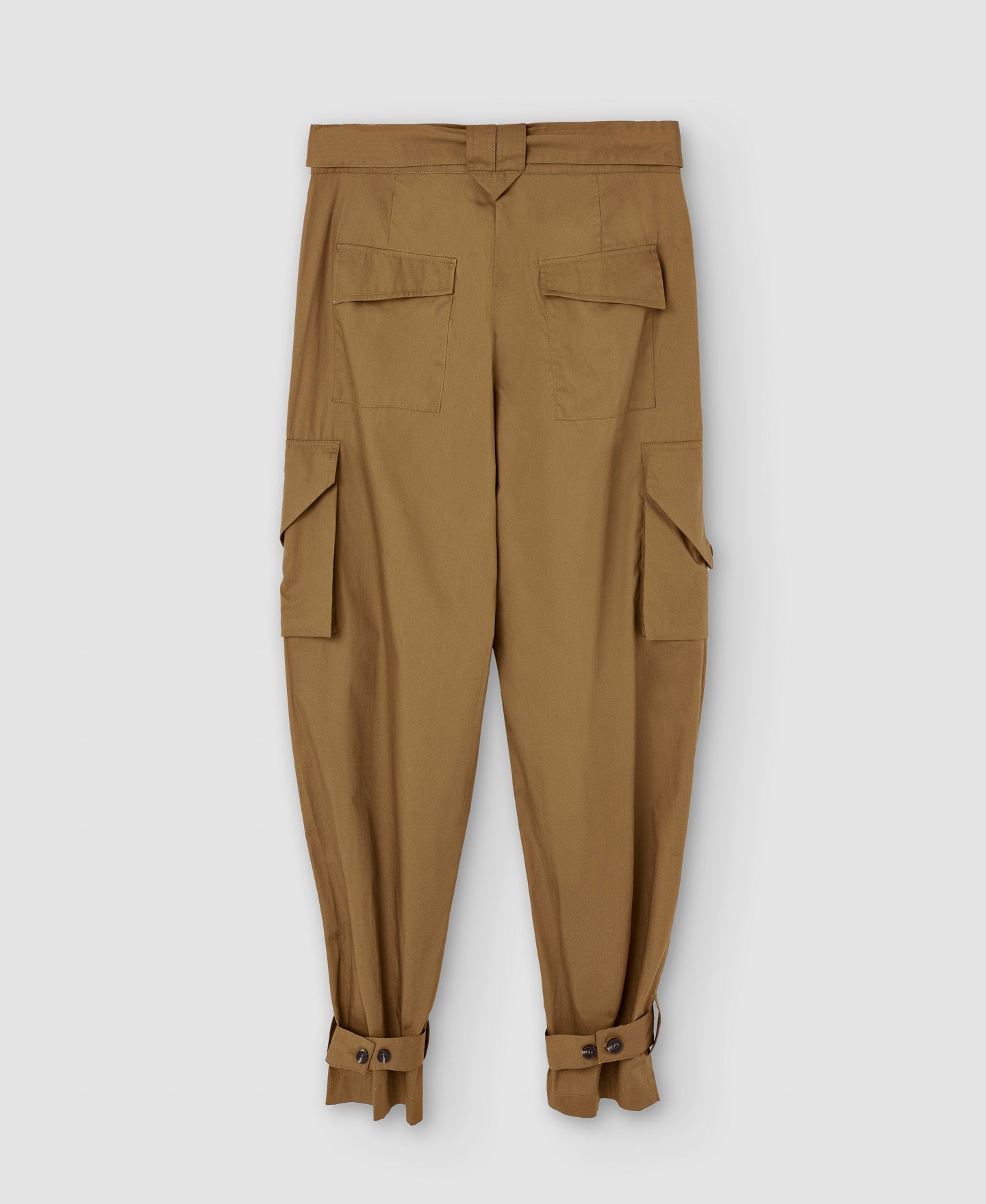 Camel High-Waist Cargo Trousers