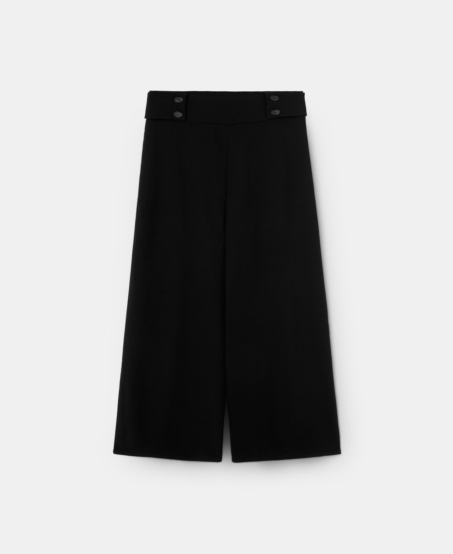 Black Wide Trousers With Button Detail