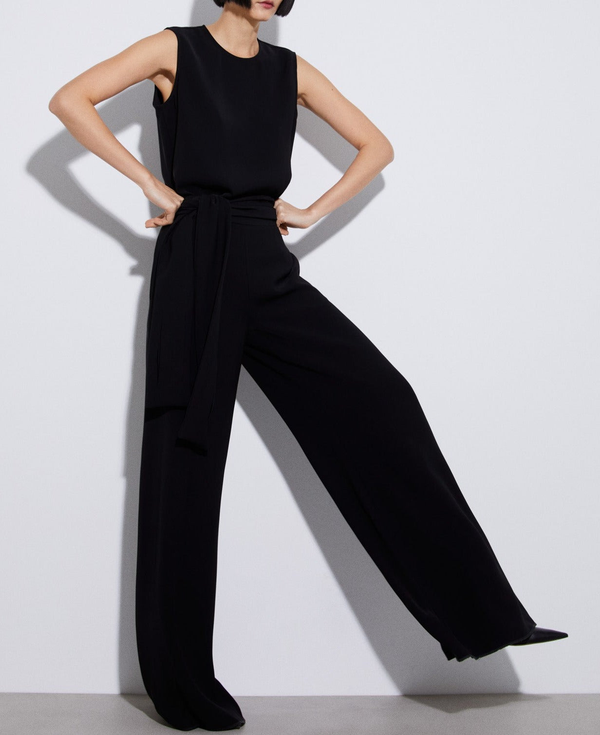 Black Palazzo Trousers In Recycled Polyester