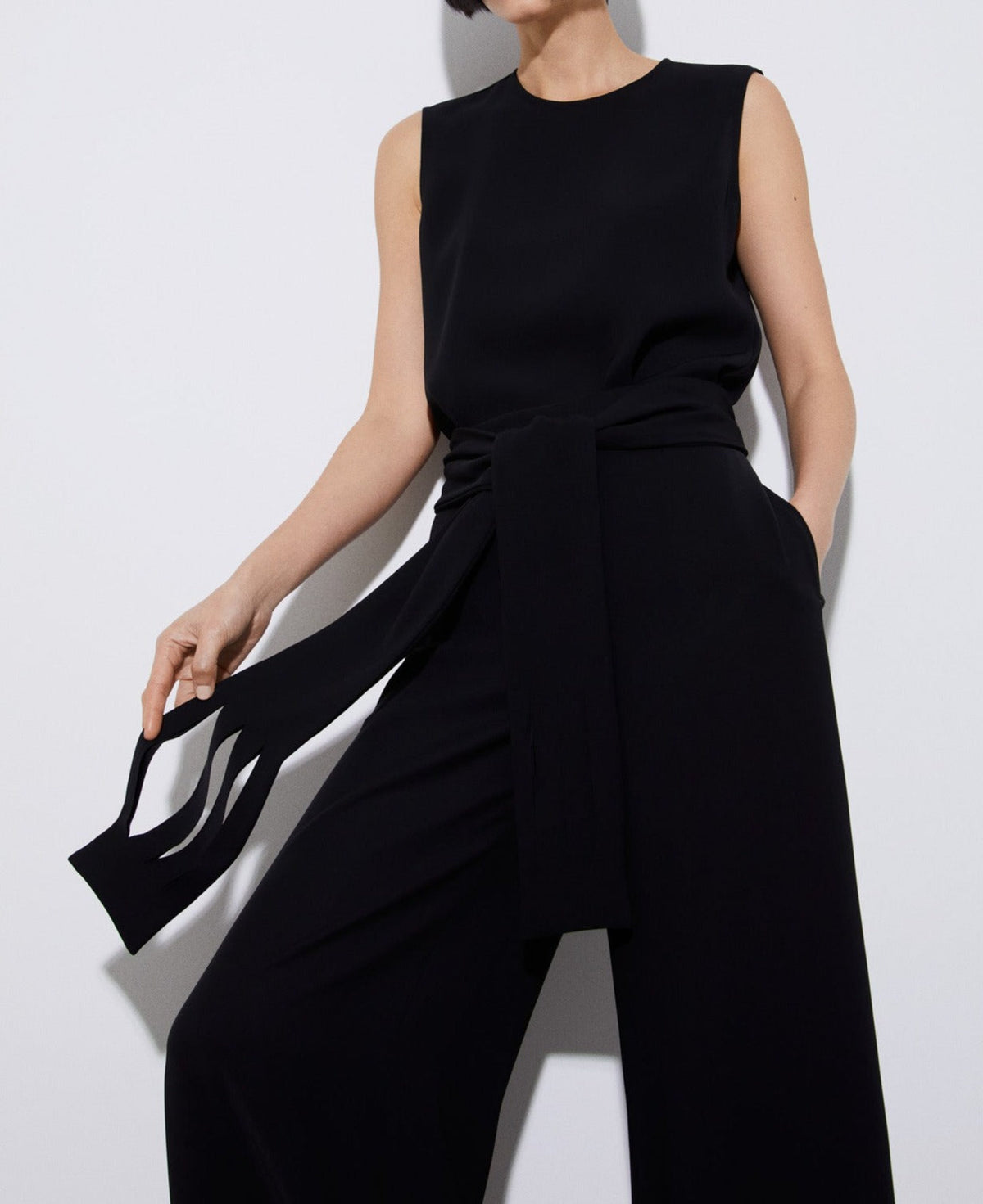 Black Palazzo Trousers In Recycled Polyester