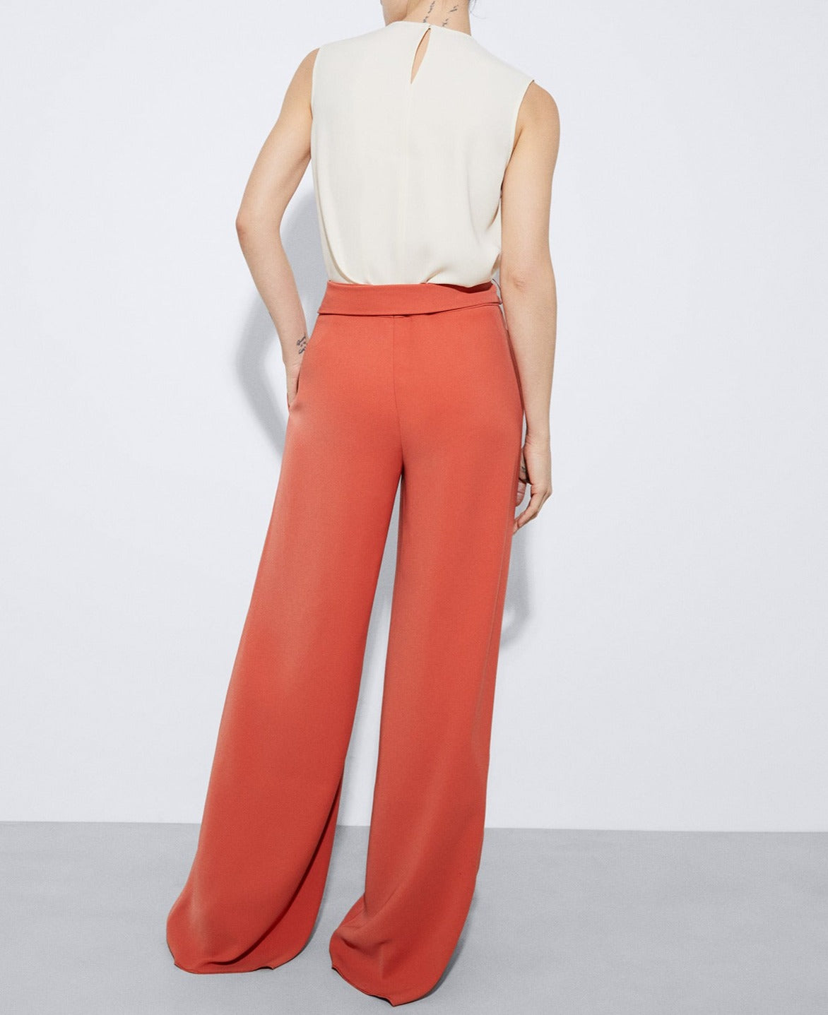 Orange Palazzo Trousers In Recycled Polyester