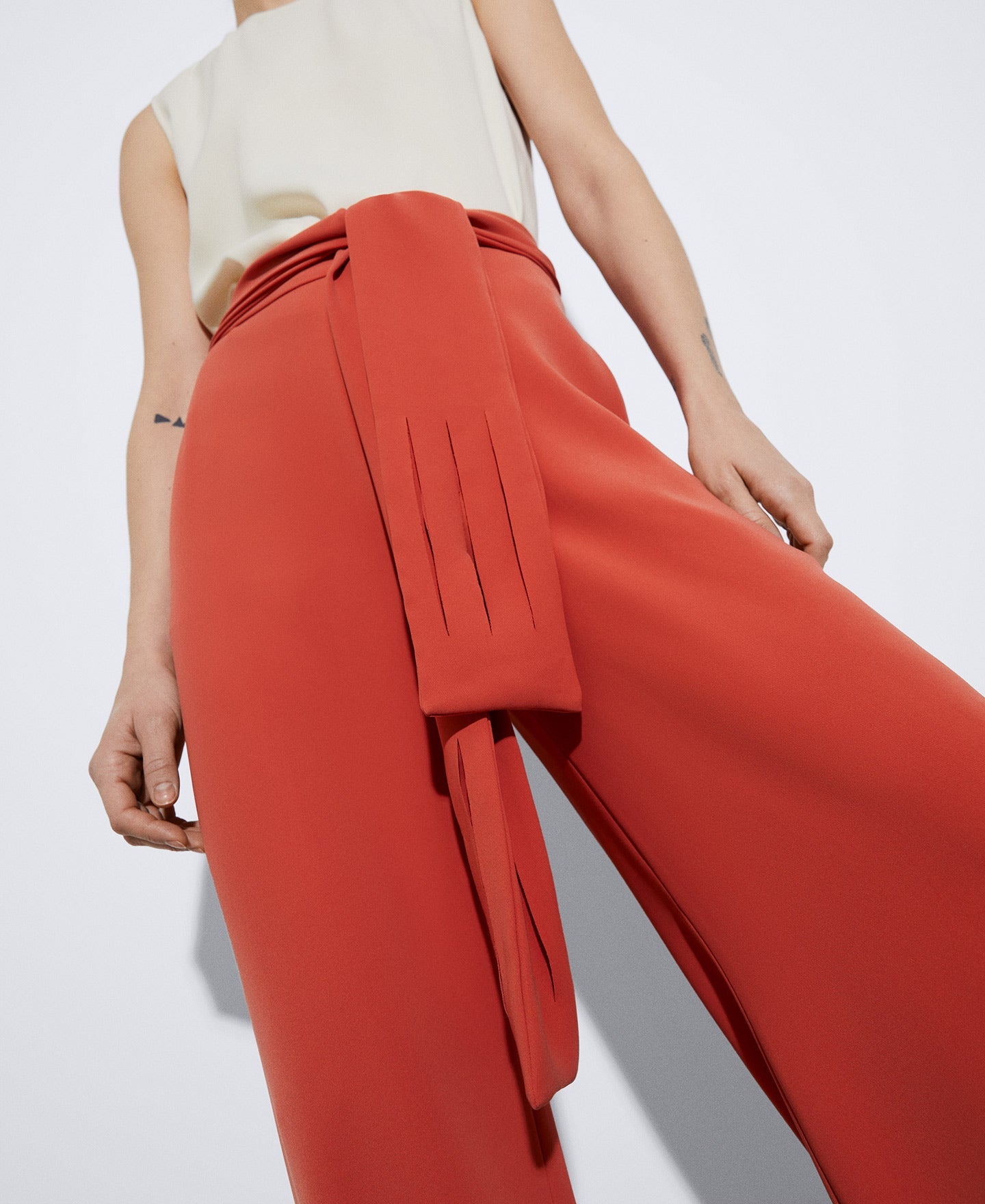 Orange Palazzo Trousers In Recycled Polyester