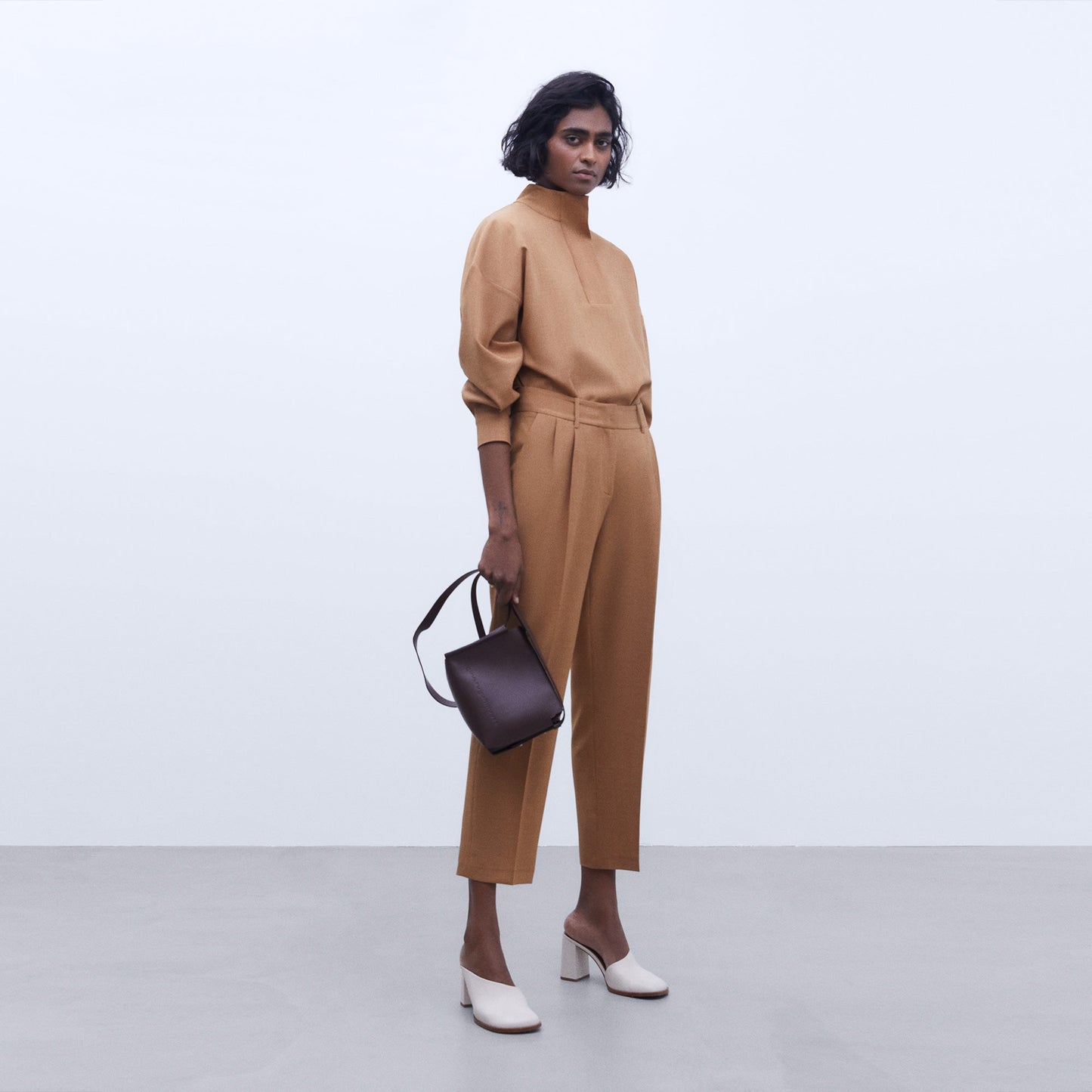 Camel Dart straight trousers