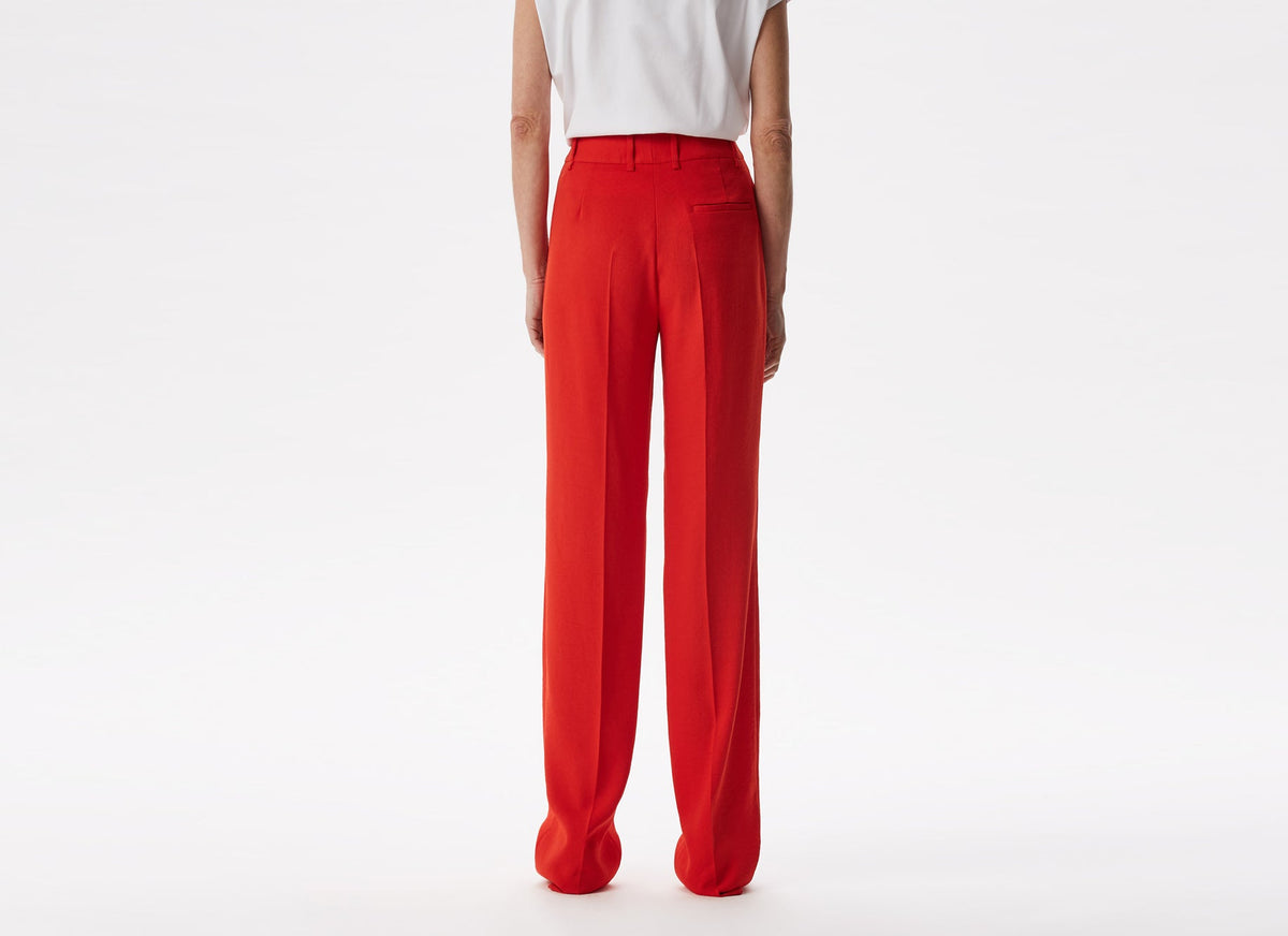Red Straight Fluid Trousers