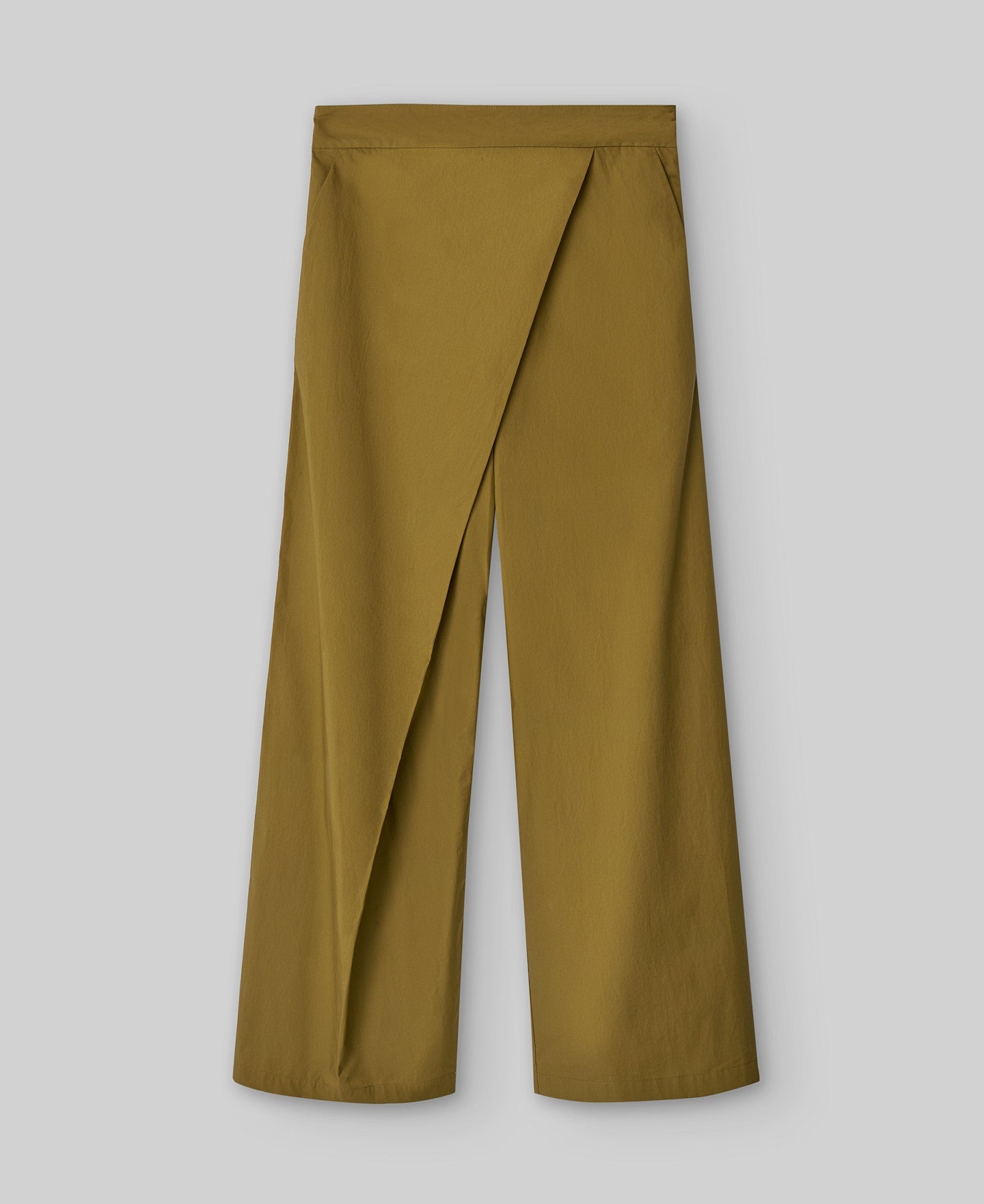 Cotton cross-front trousers woman in olive green