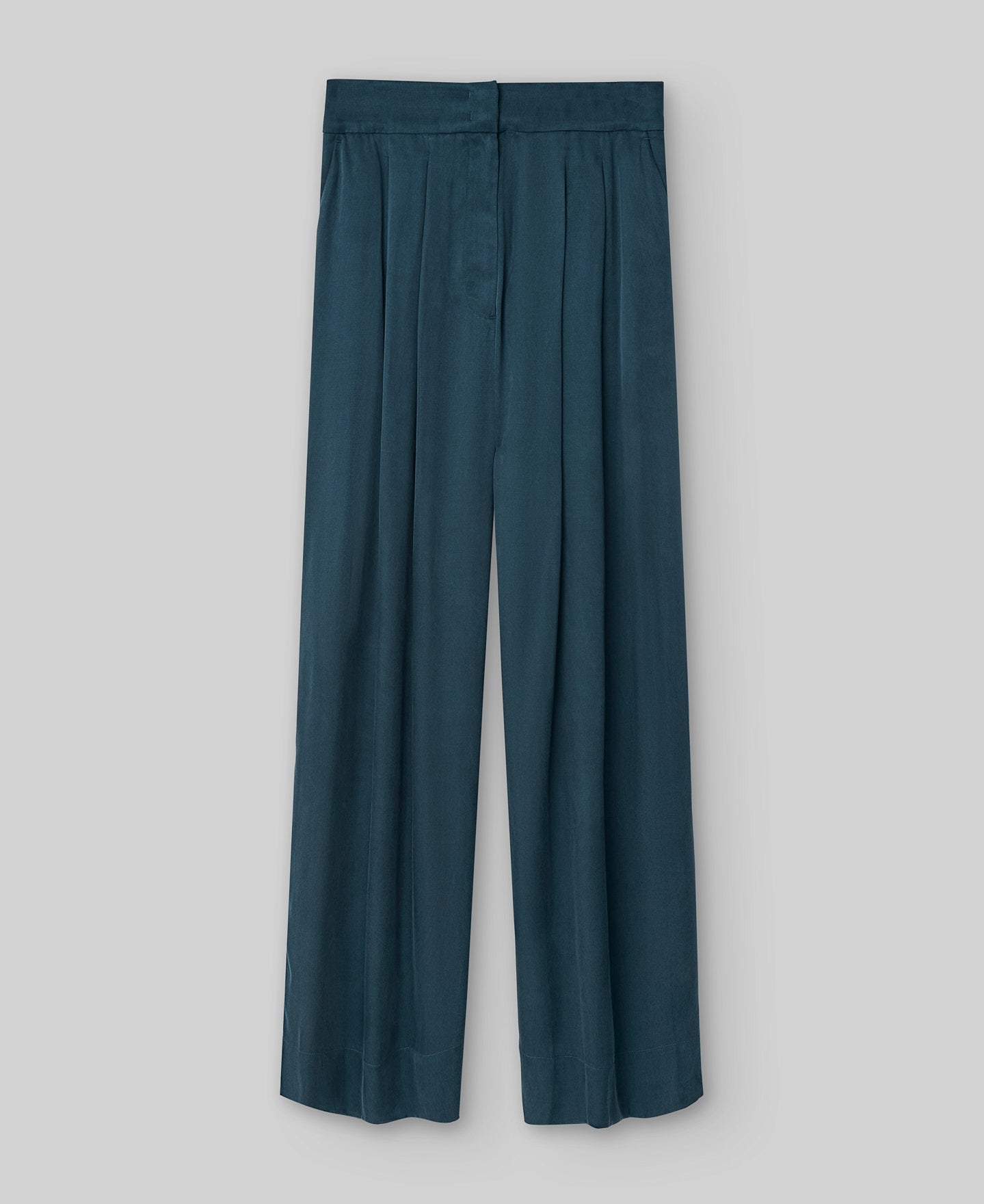 Blue pleated trousers woman in petrol blue