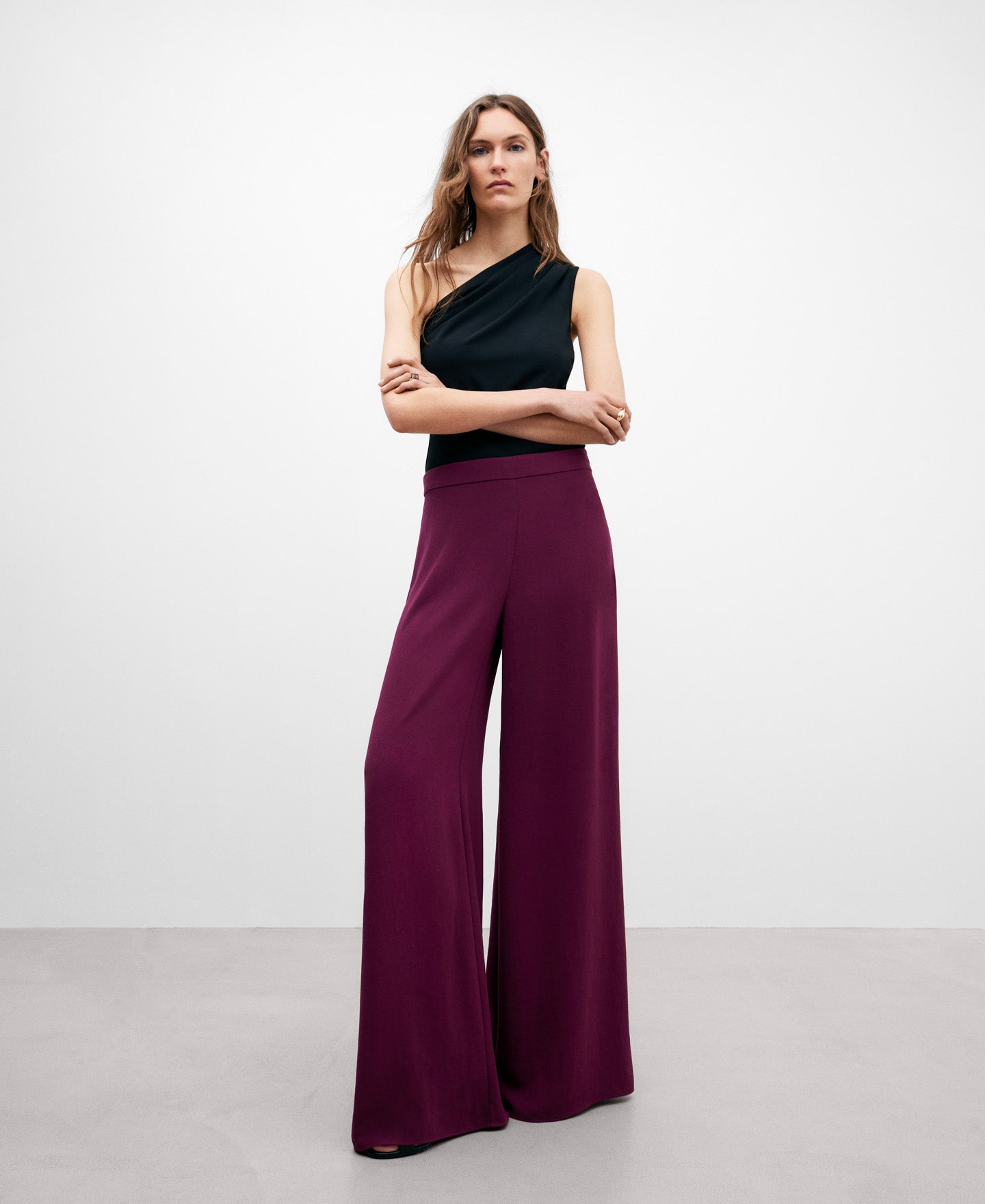 Burgundy Palazzo Trousers For Women