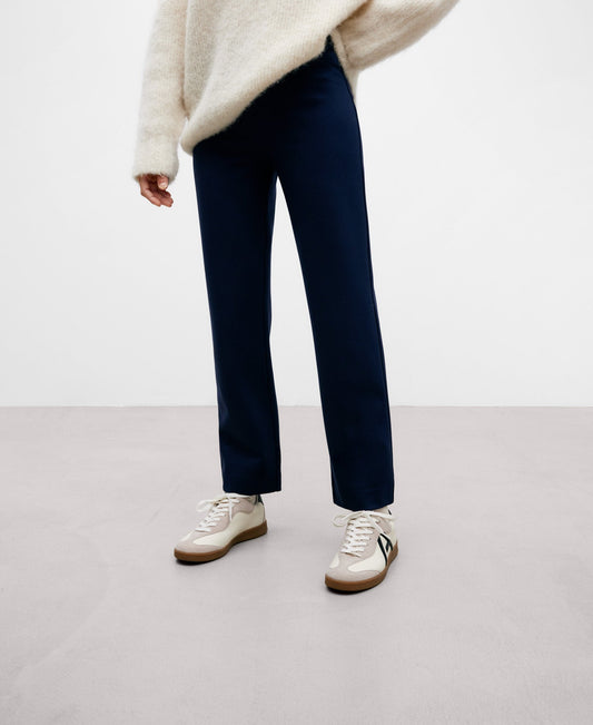 Blue Ankle-Length Women's Trousers