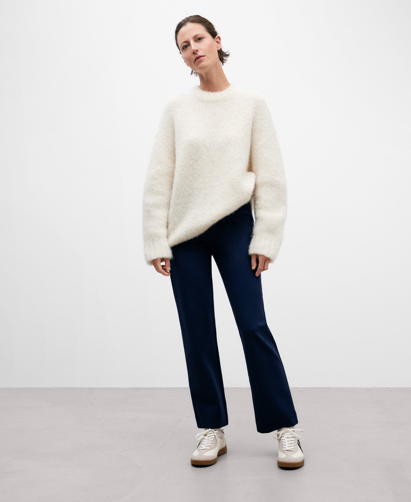 Blue Ankle-Length Women's Trousers