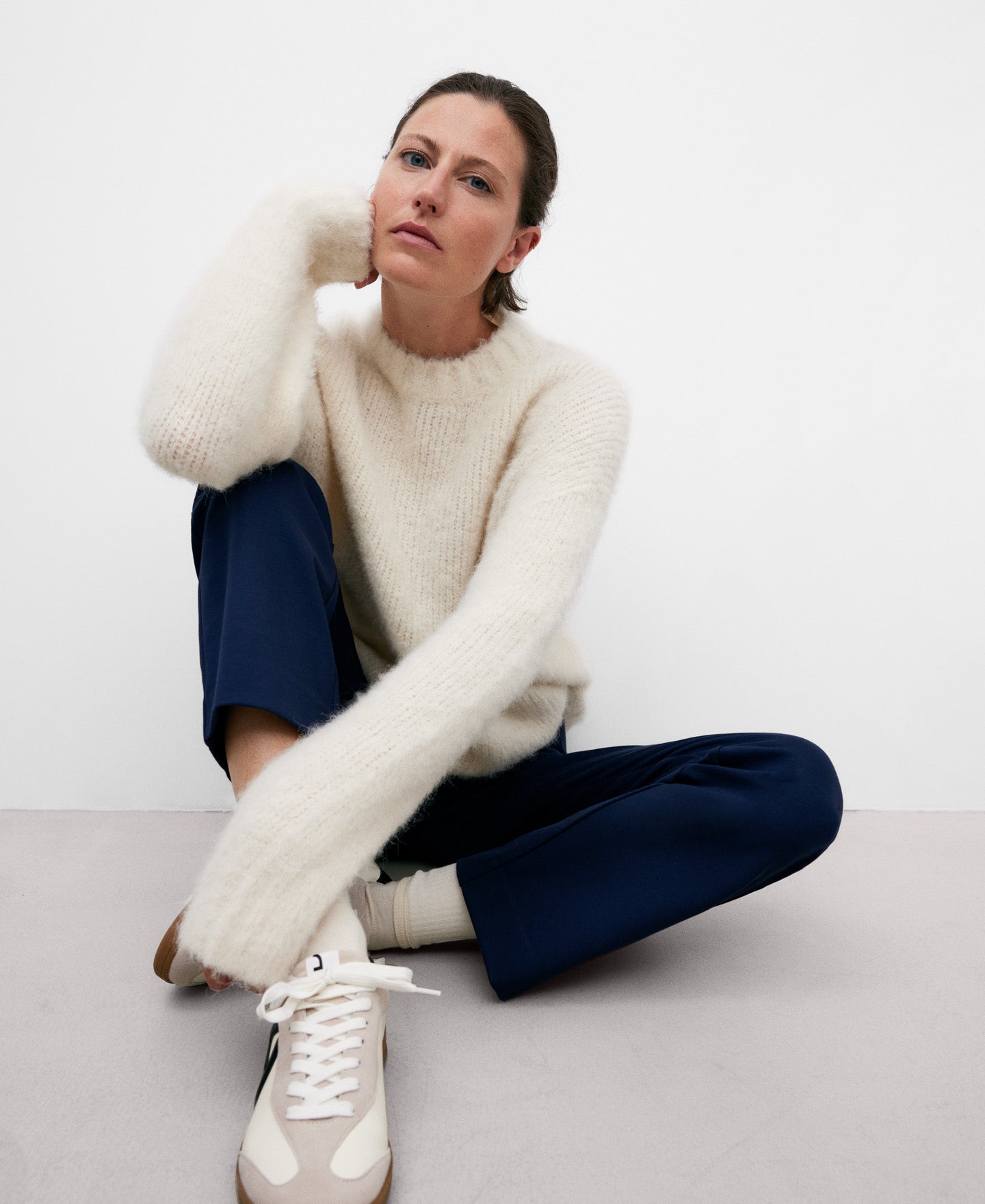 Blue Ankle-Length Women's Trousers