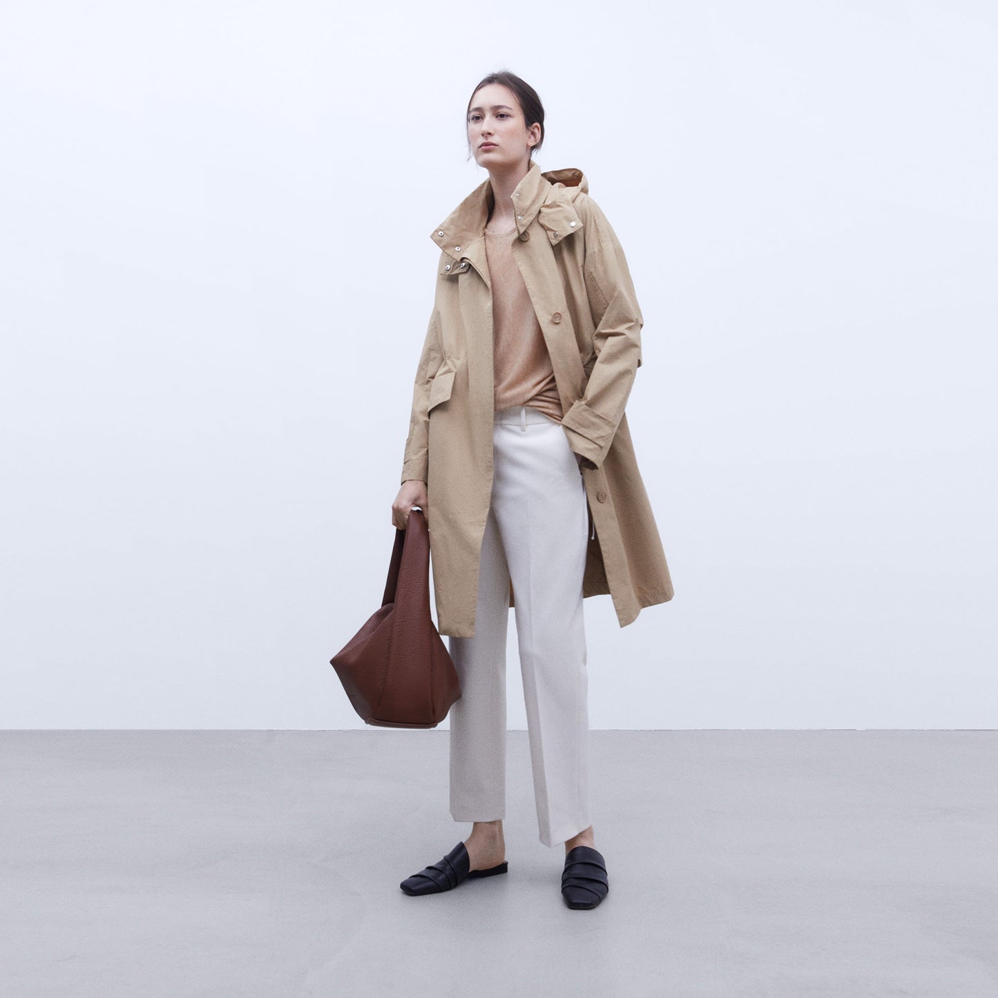 Light Beige Straight Fit Trousers