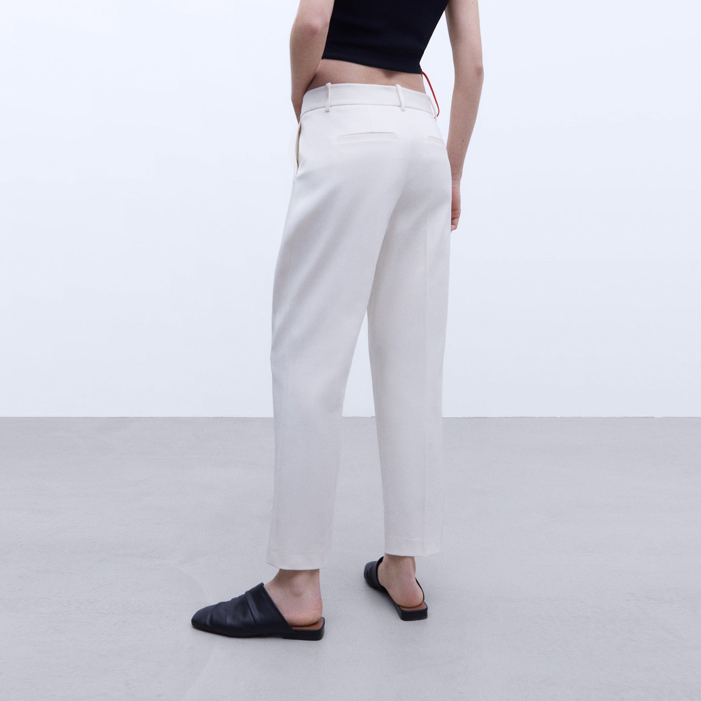 Light Beige Straight Fit Trousers