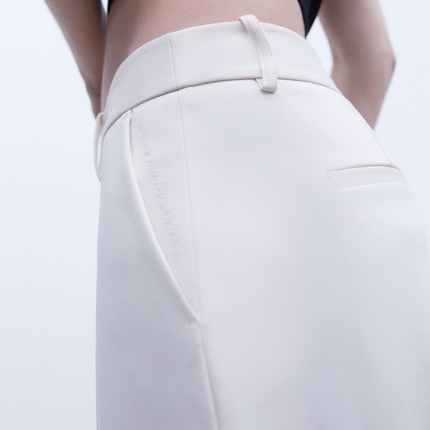 Light Beige Straight Fit Trousers