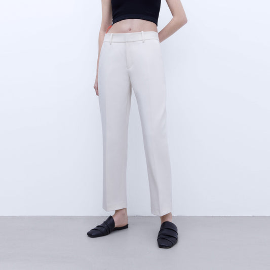 Light Beige Straight Fit Trousers