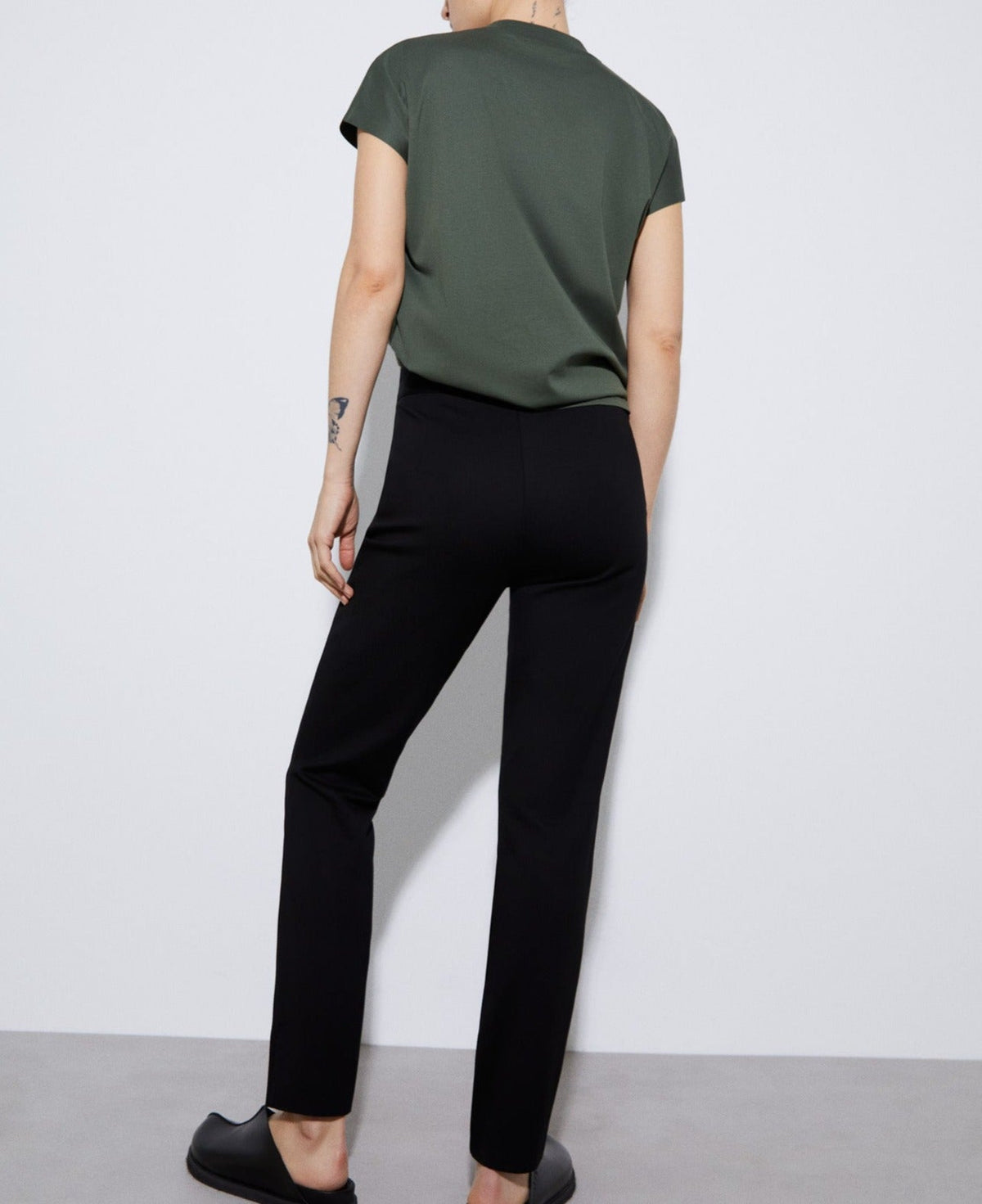 Black Viscose Blunt Knitted Skinny Trousers