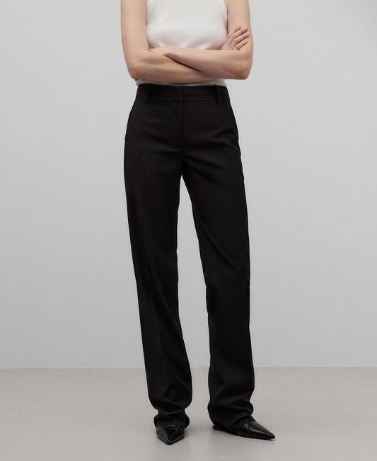 Straight leg tailored trousers woman in black