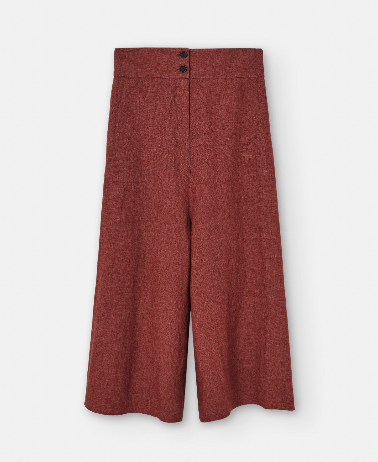 Dark Red Cropped Trousers In European Linen