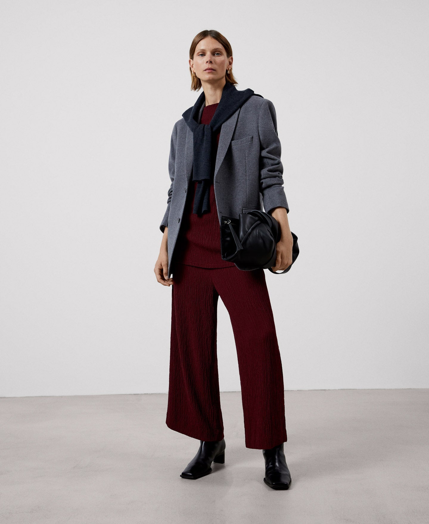 Maroon Long And Loose Trousers