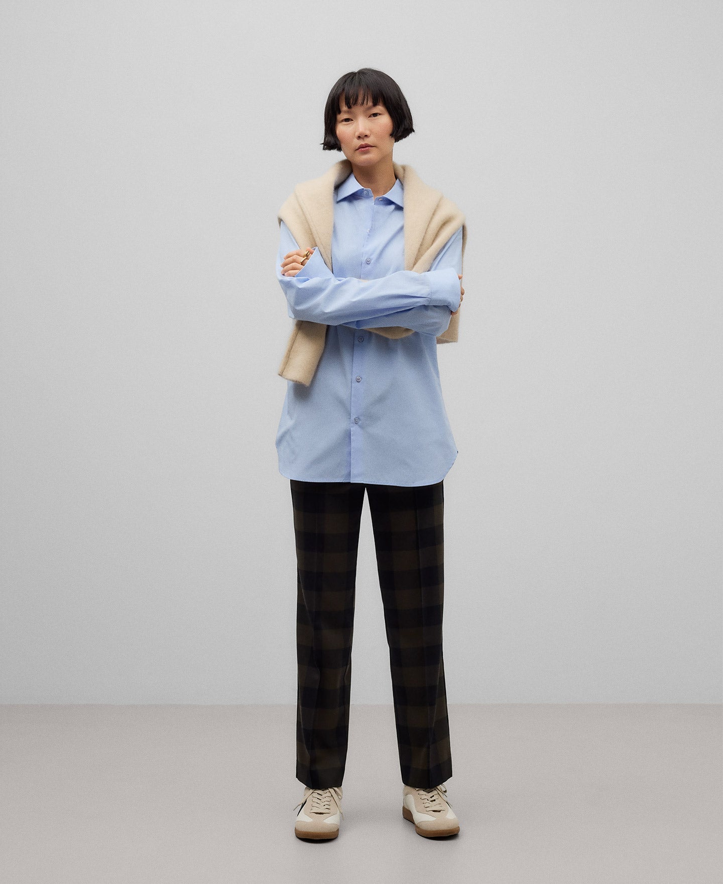 Checkered trousers woman in brown check