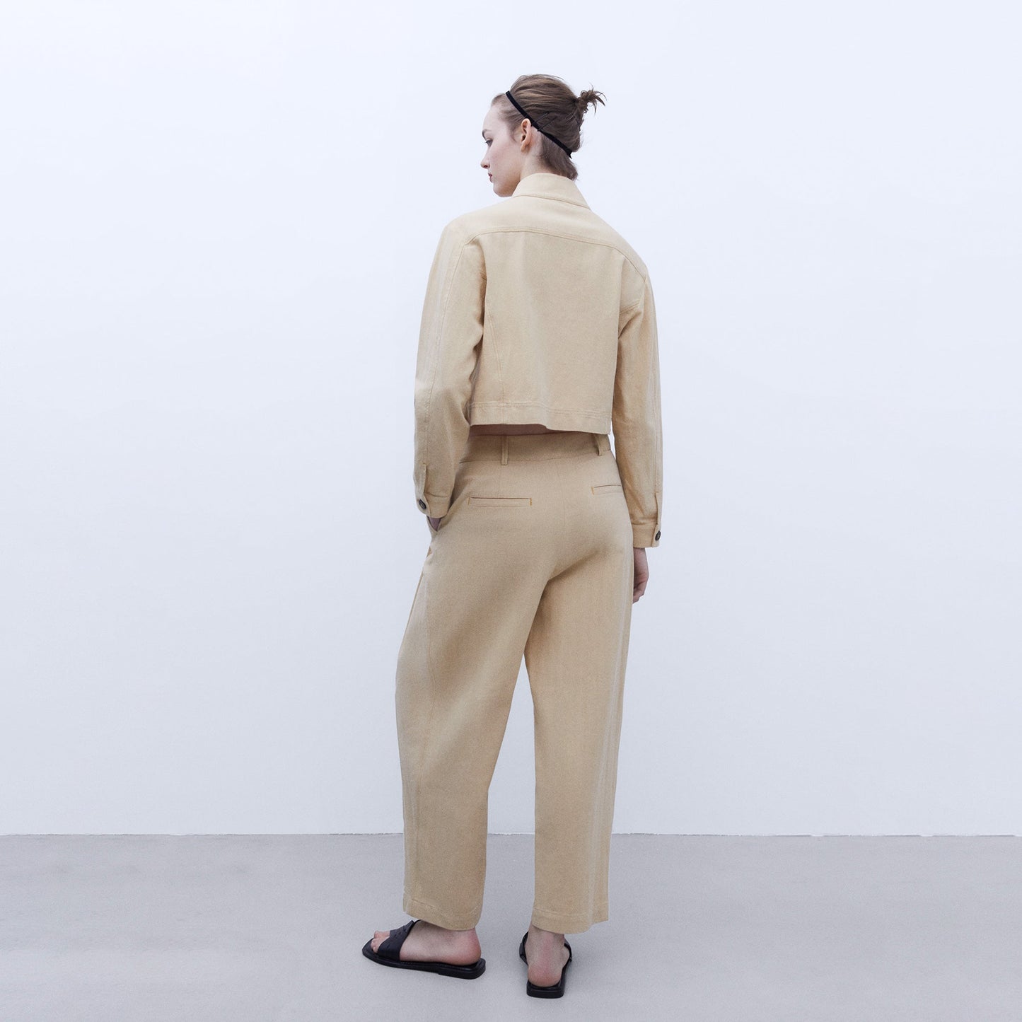 Linen & Cotton Banana Trousers - Light Yellow