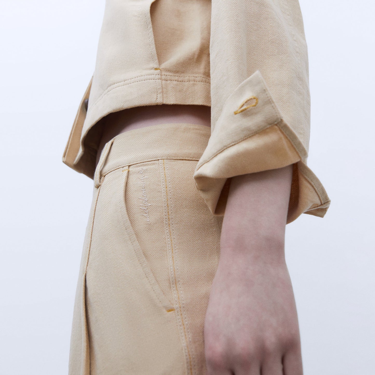 Linen & Cotton Banana Trousers - Light Yellow