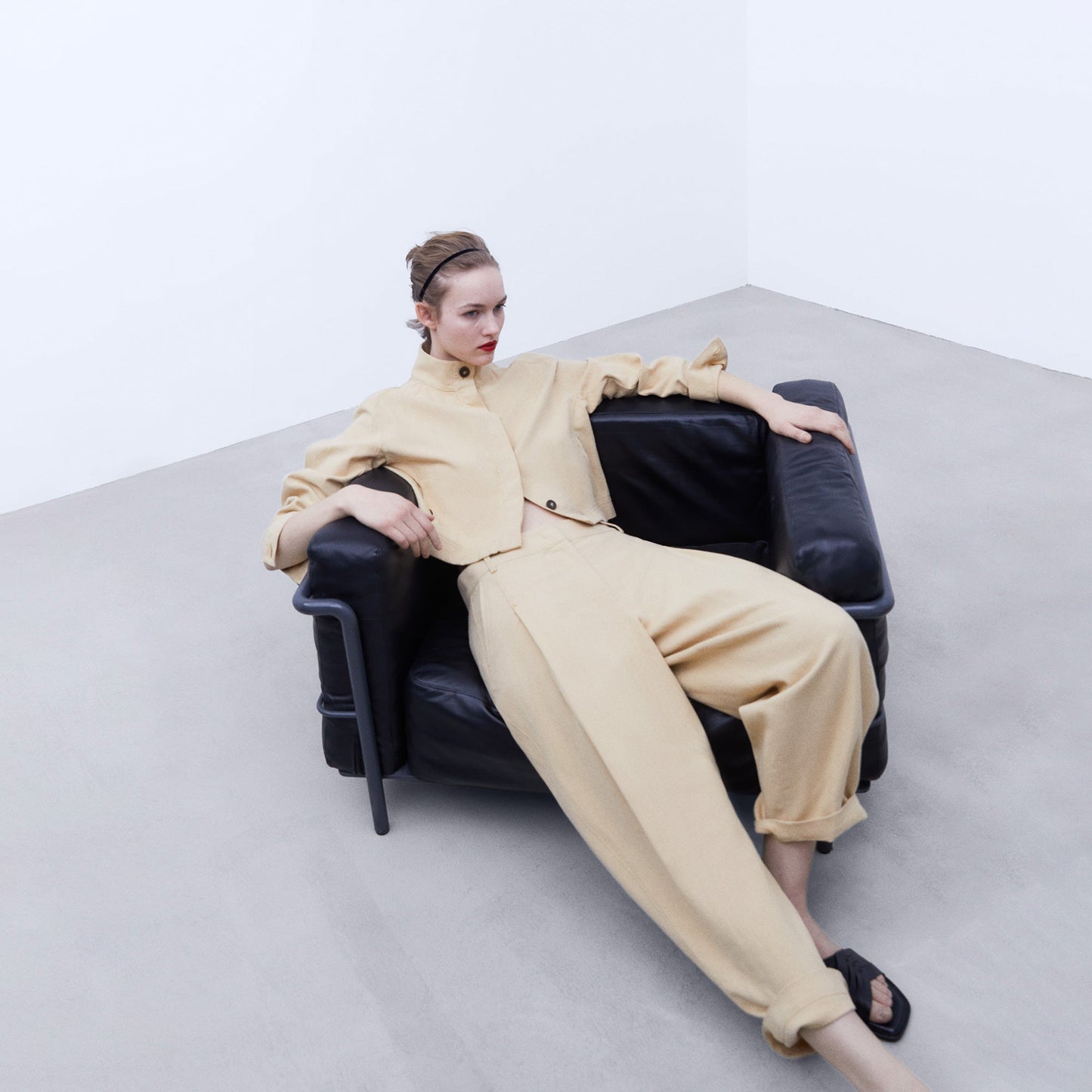 Yellow Cotton Linen Short Jacket