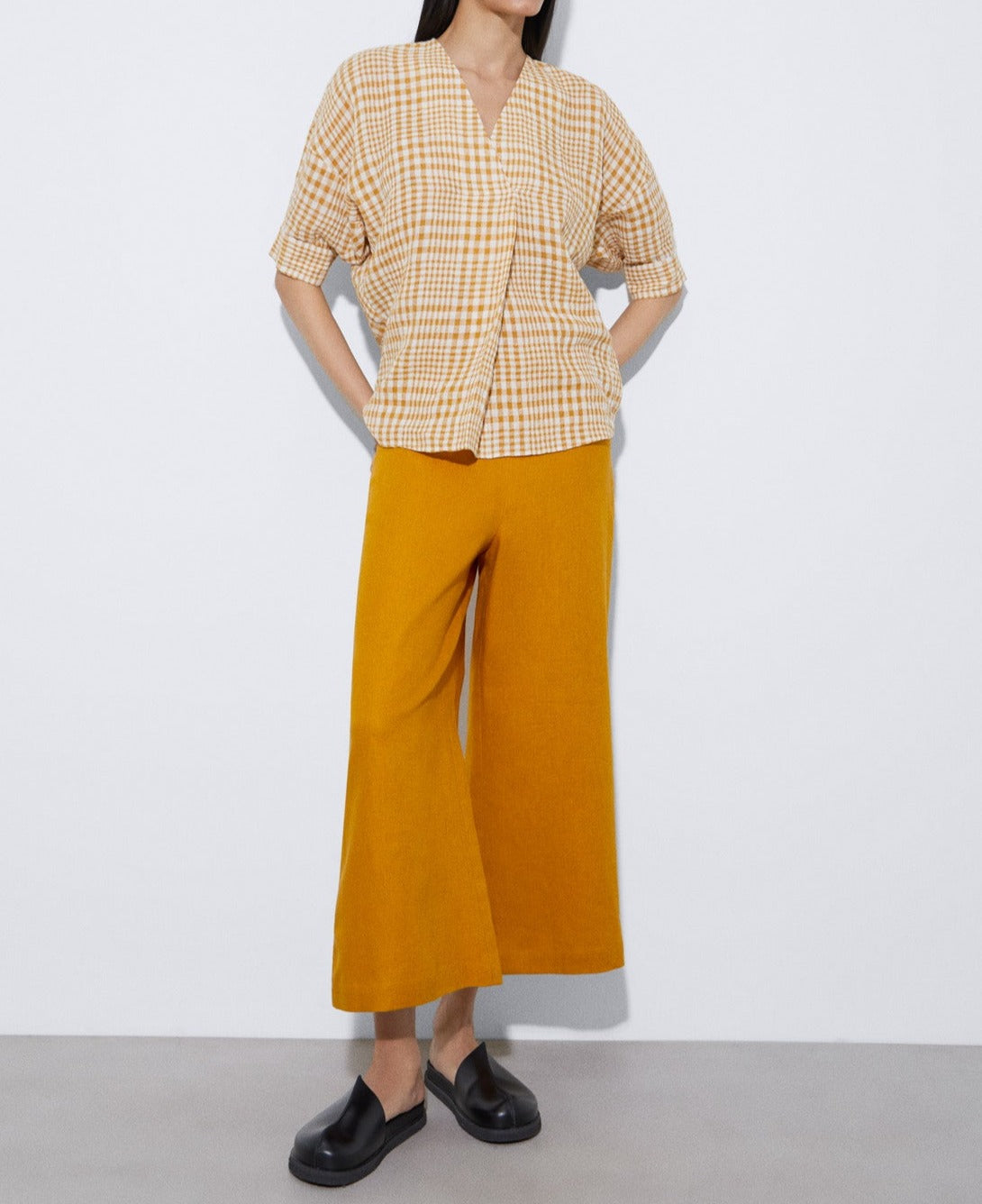 Mustard Responsible Linen Culotte Trousers
