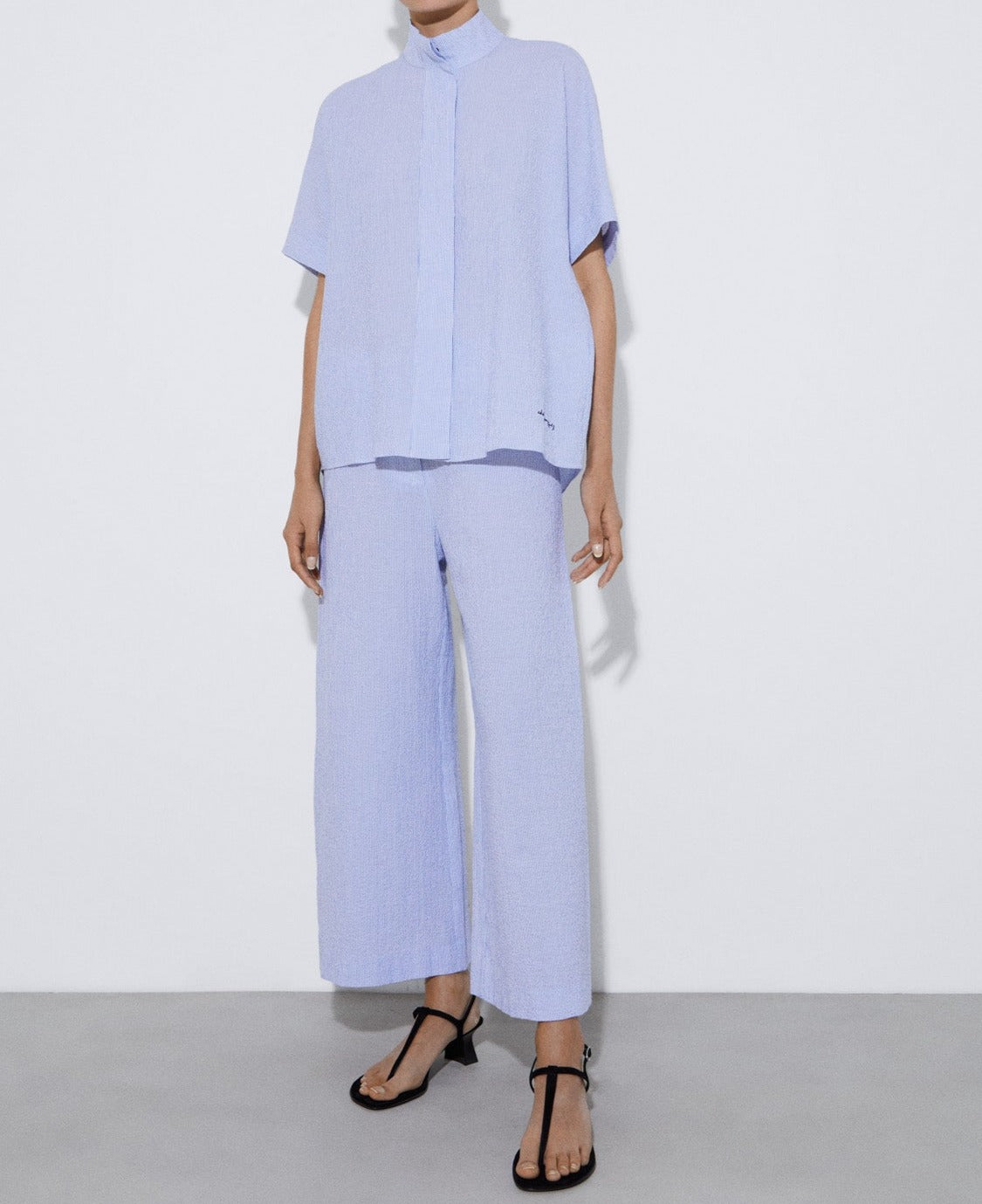 White/Blue Stripe Responsible Cotton Culotte Trousers