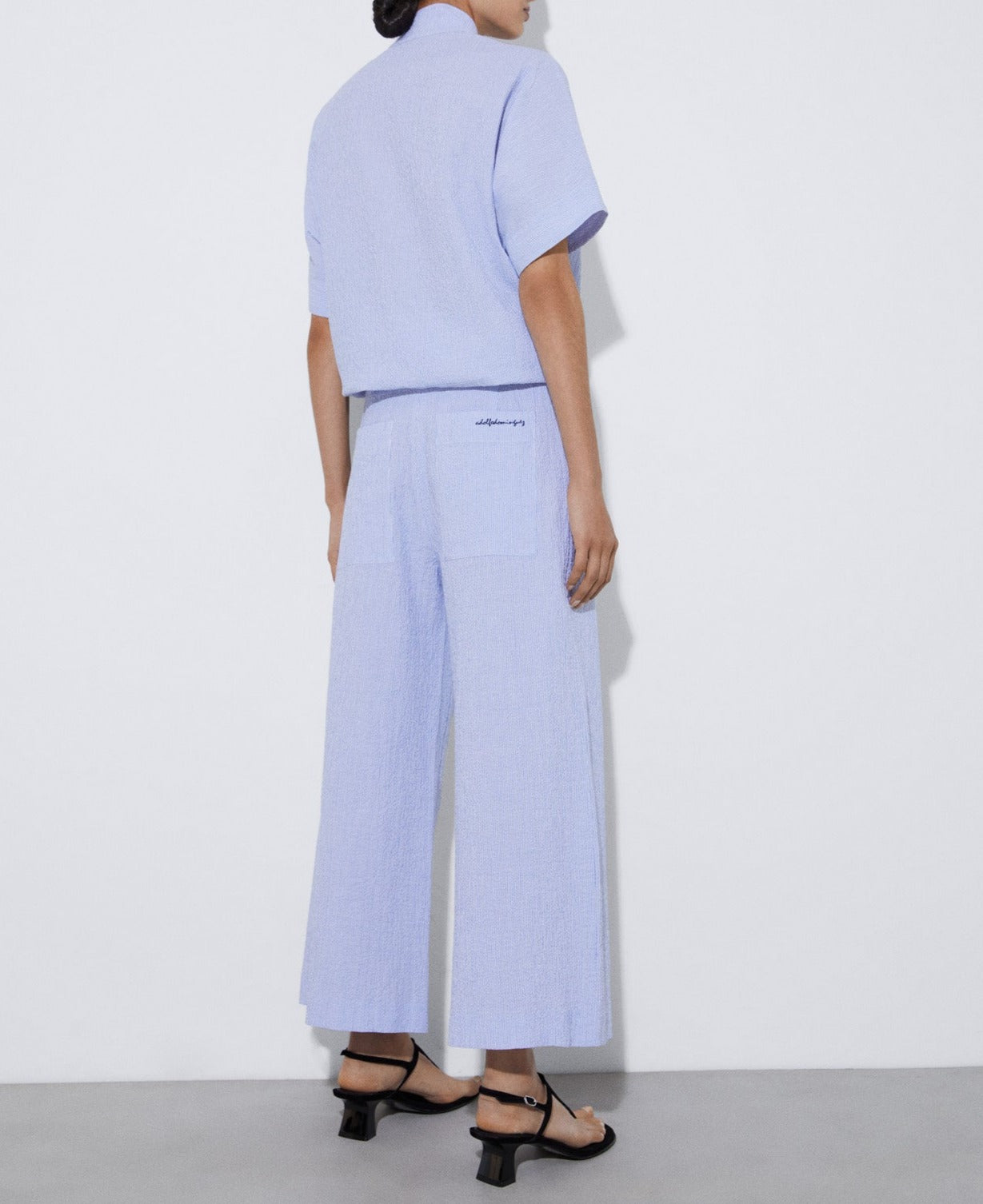 White/Blue Stripe Responsible Cotton Culotte Trousers
