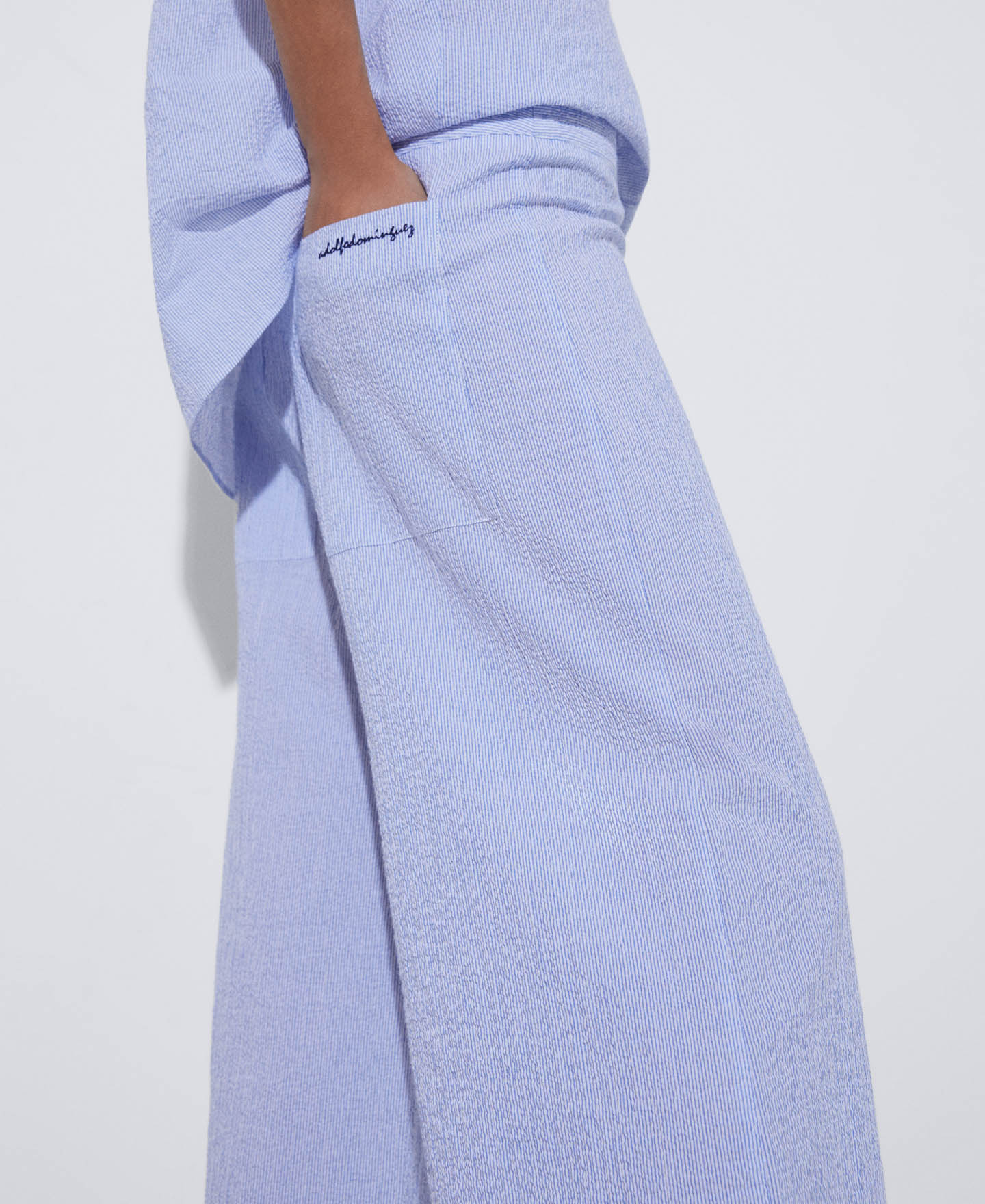 White/Blue Stripe Responsible Cotton Culotte Trousers