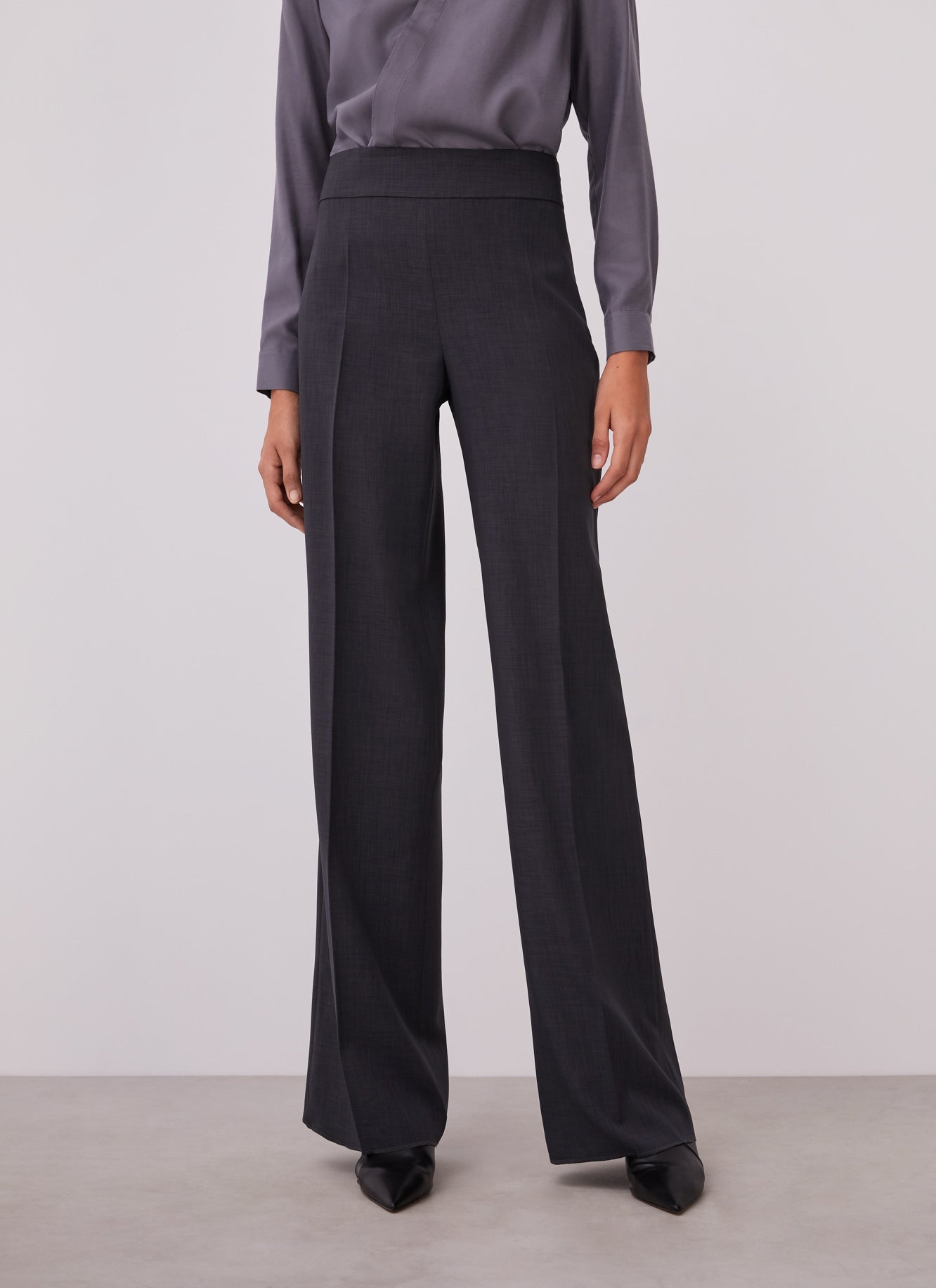 Grey Straight Fluid Trousers