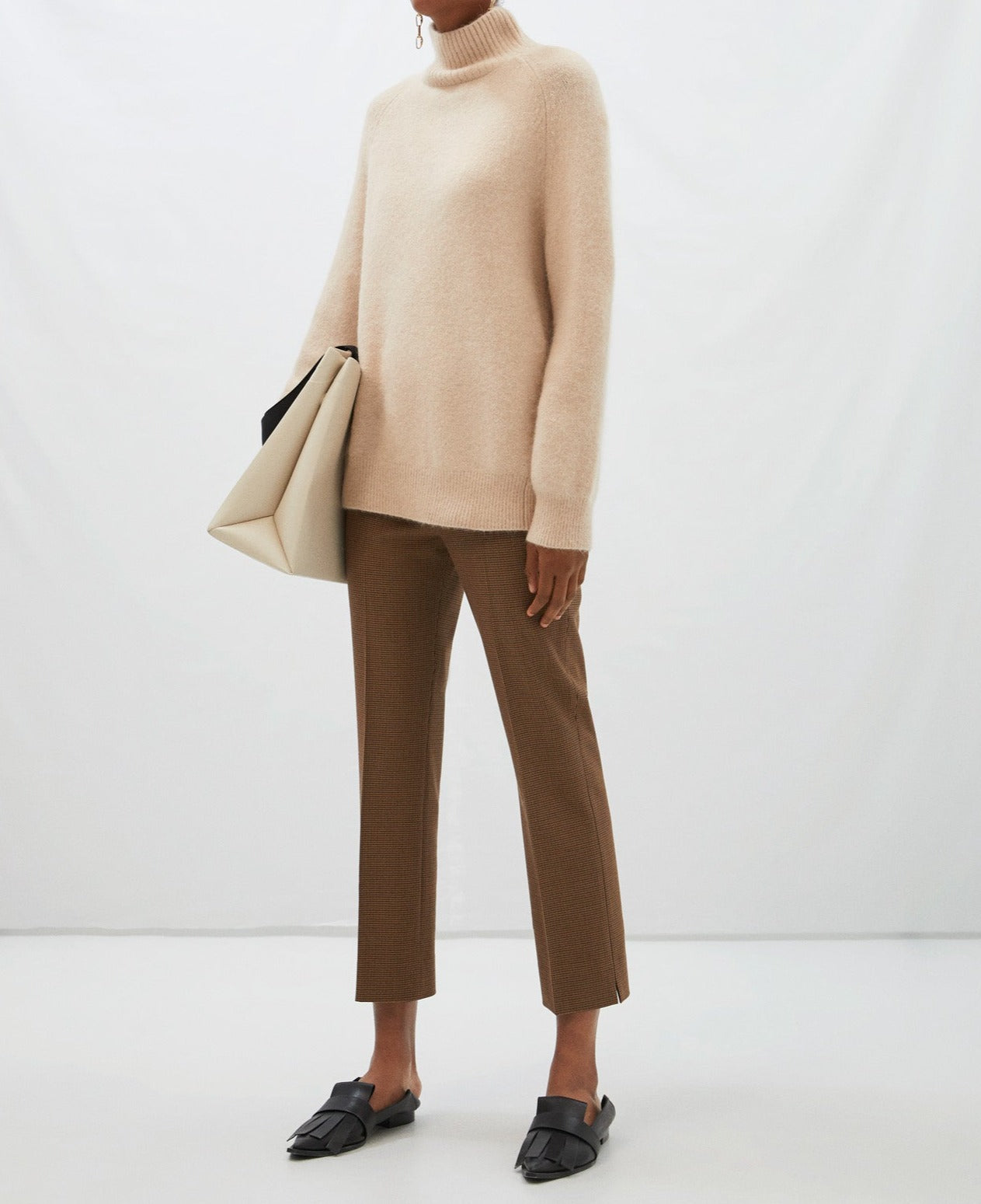 Brown High-Waist Trousers With Microdrawing
