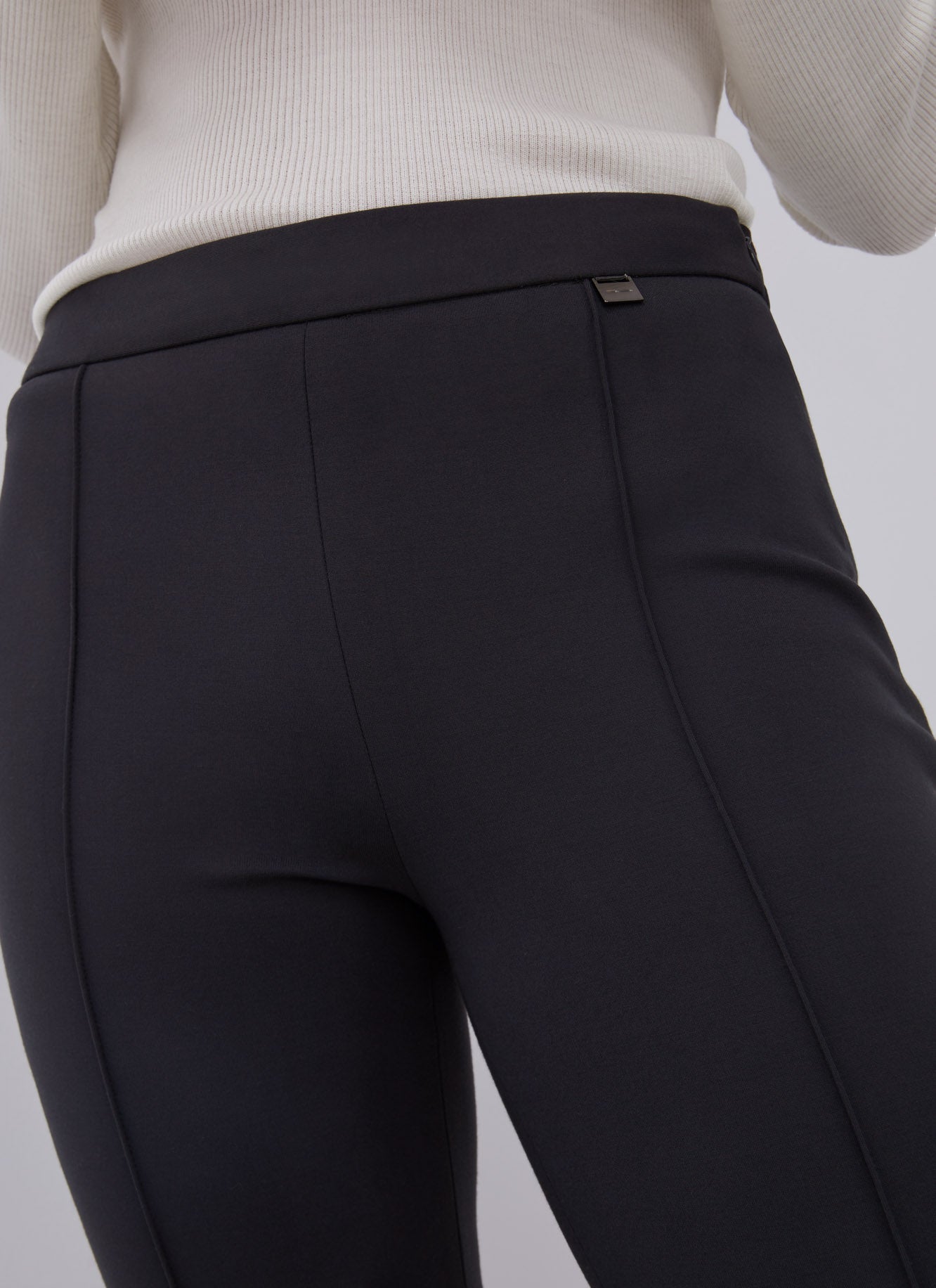 Dark Grey Straight Trousers With French Seams
