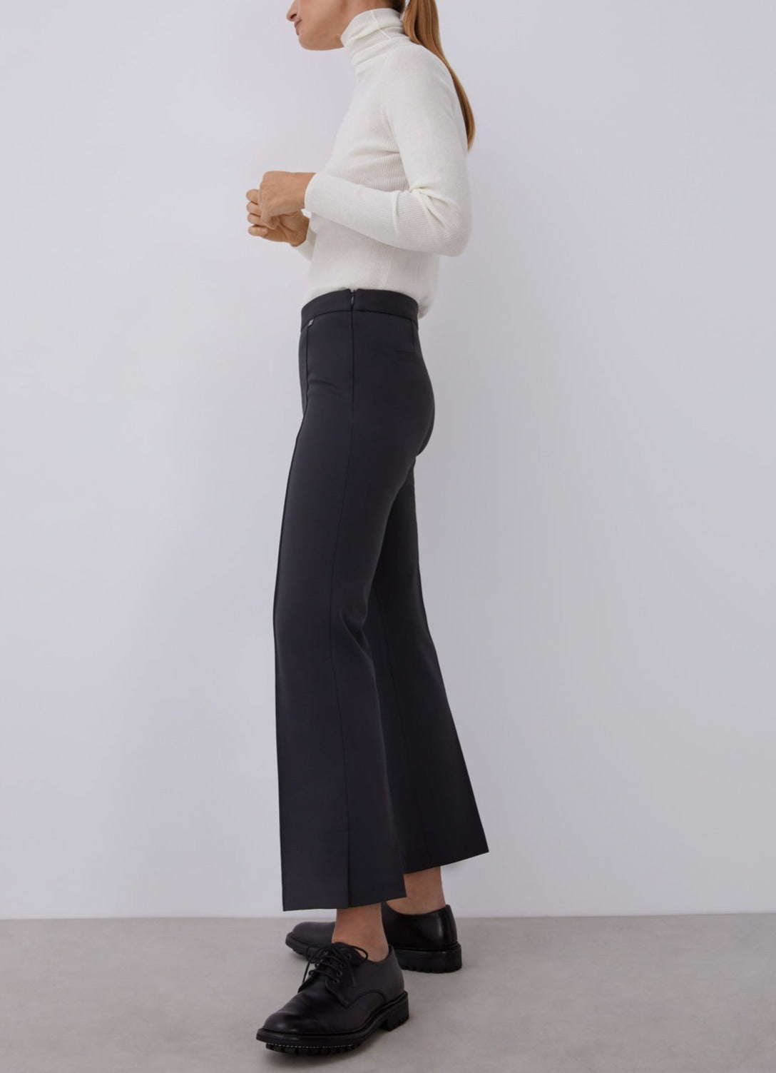 Dark Grey Straight Trousers With French Seams