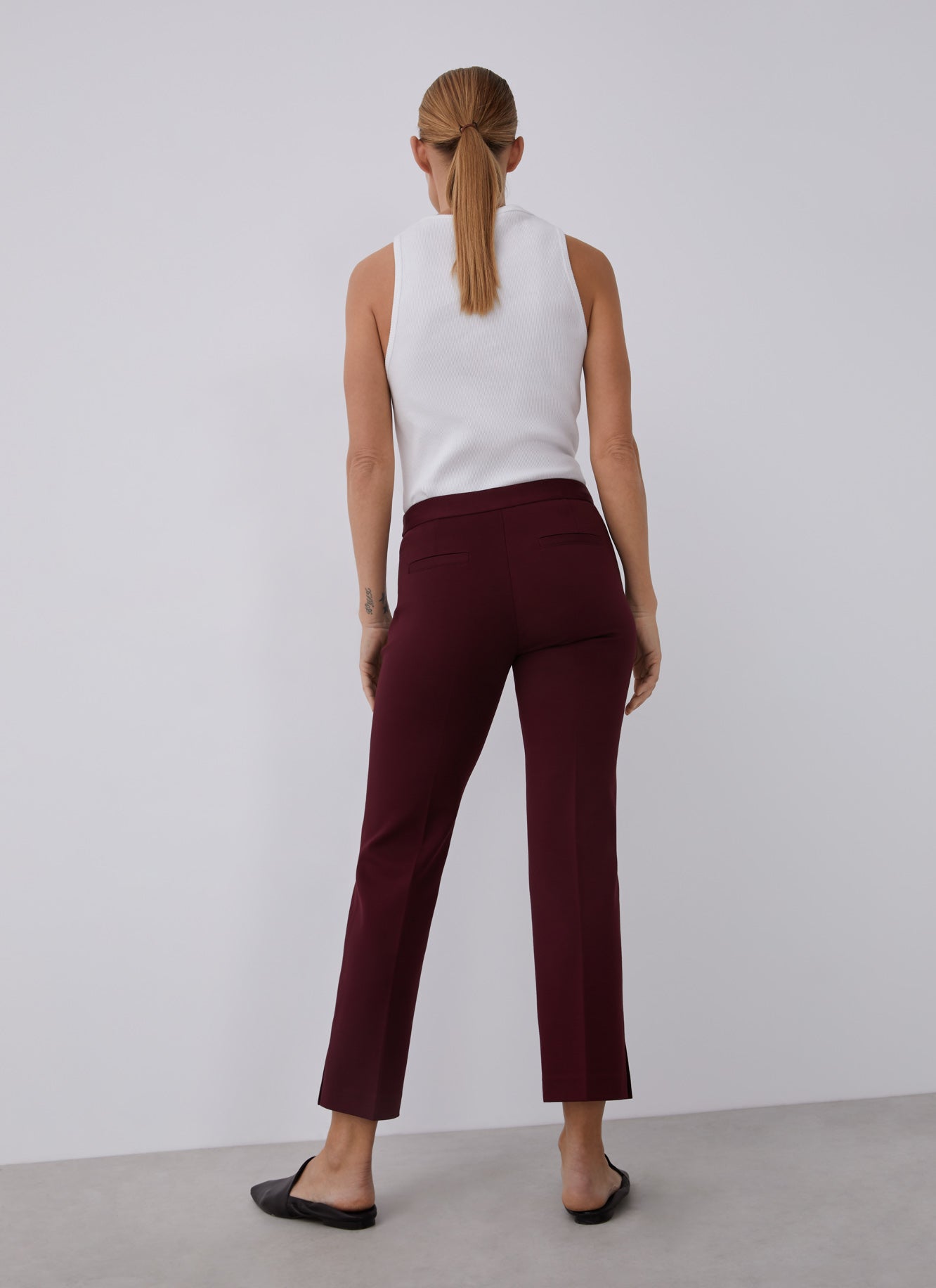 Burgundy Straight Trousers With French Seams