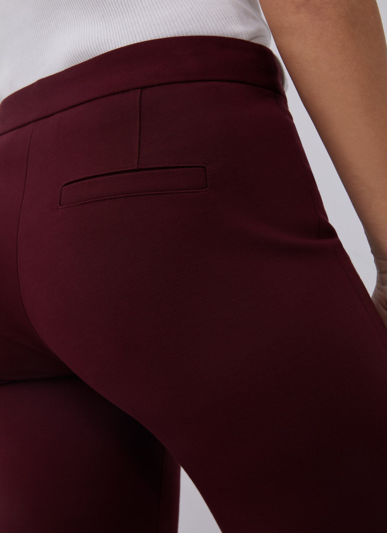 Burgundy Straight Trousers With French Seams