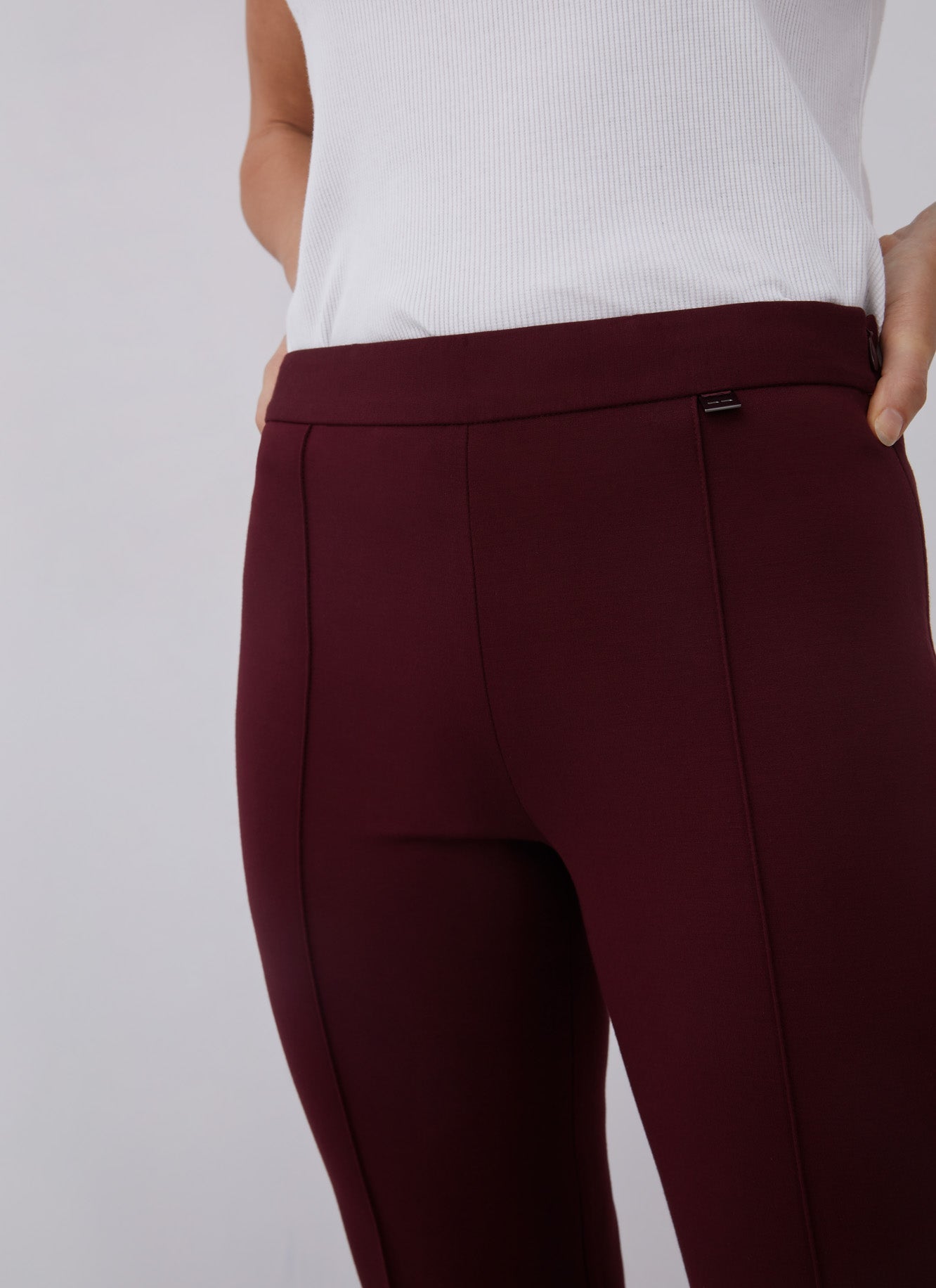 Burgundy Straight Trousers With French Seams