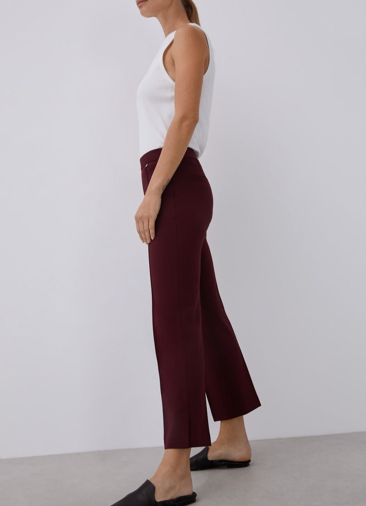 Burgundy Straight Trousers With French Seams