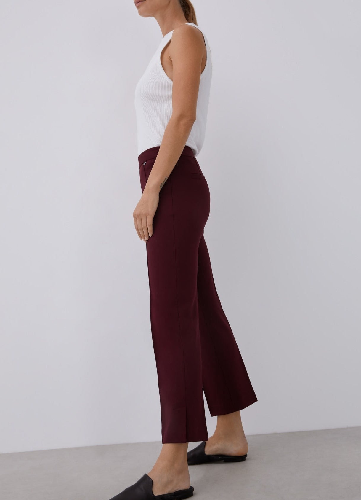 Burgundy Straight Trousers With French Seams