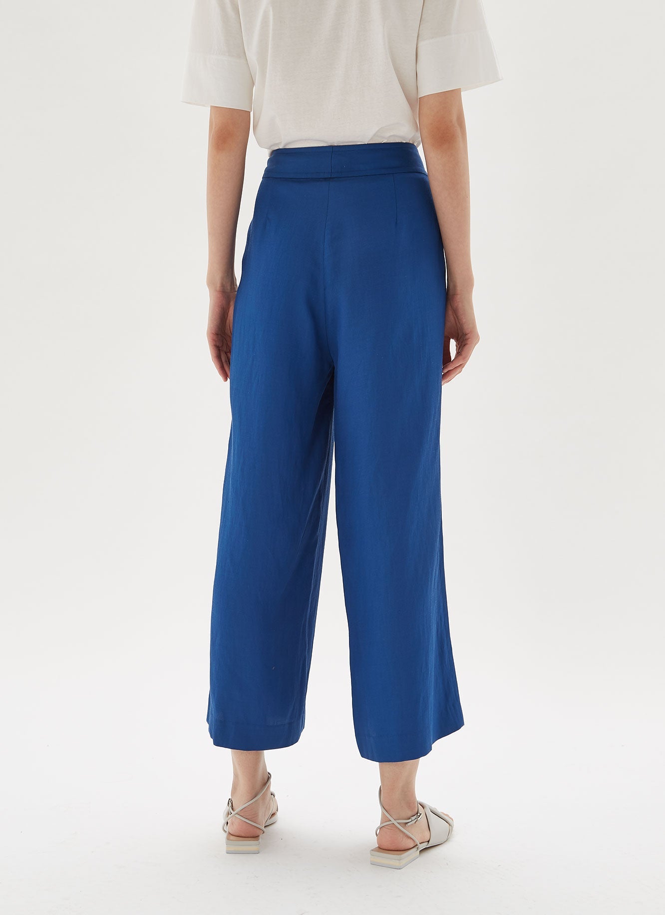 Blue Straight Crop Trousers