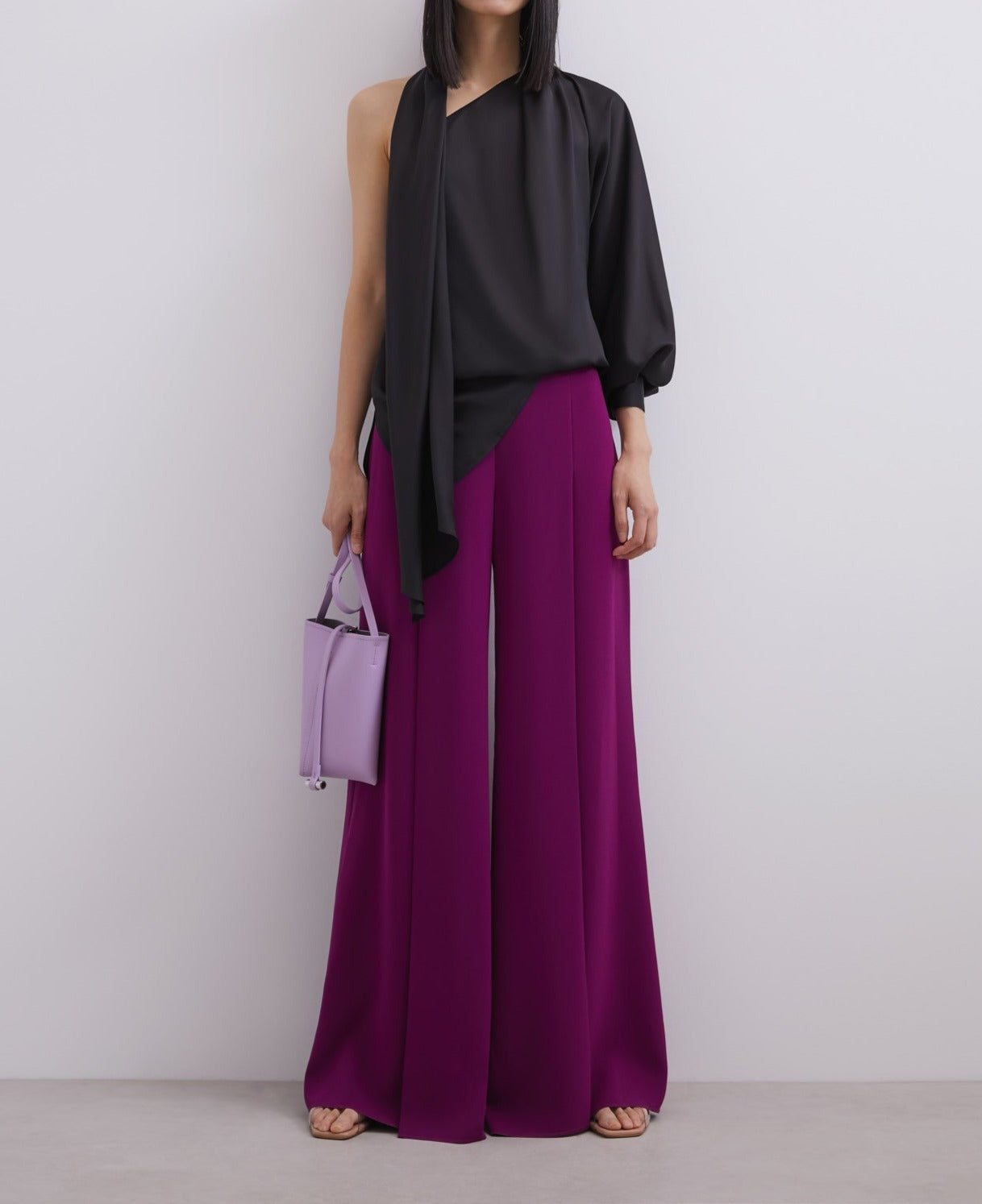 Red Bougainvillea Palazzo Trousers With Front Pleat