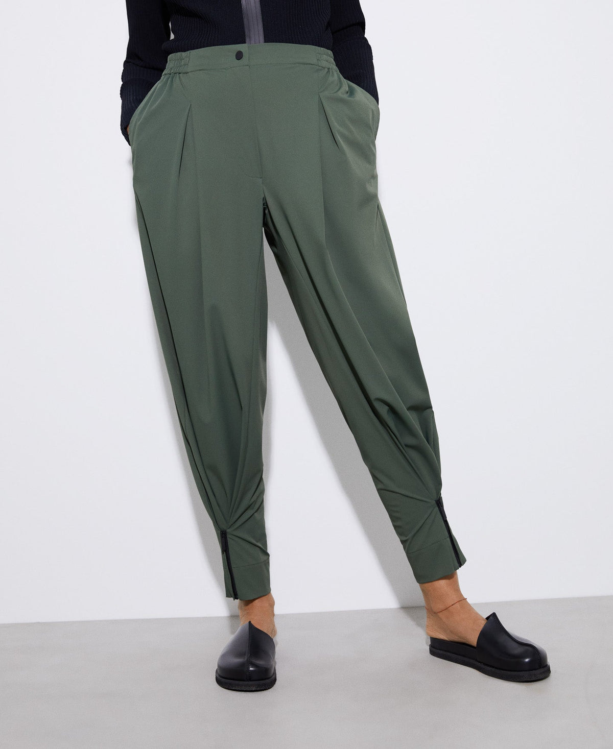 Dark Green Recycled Nylon Sport Trousers
