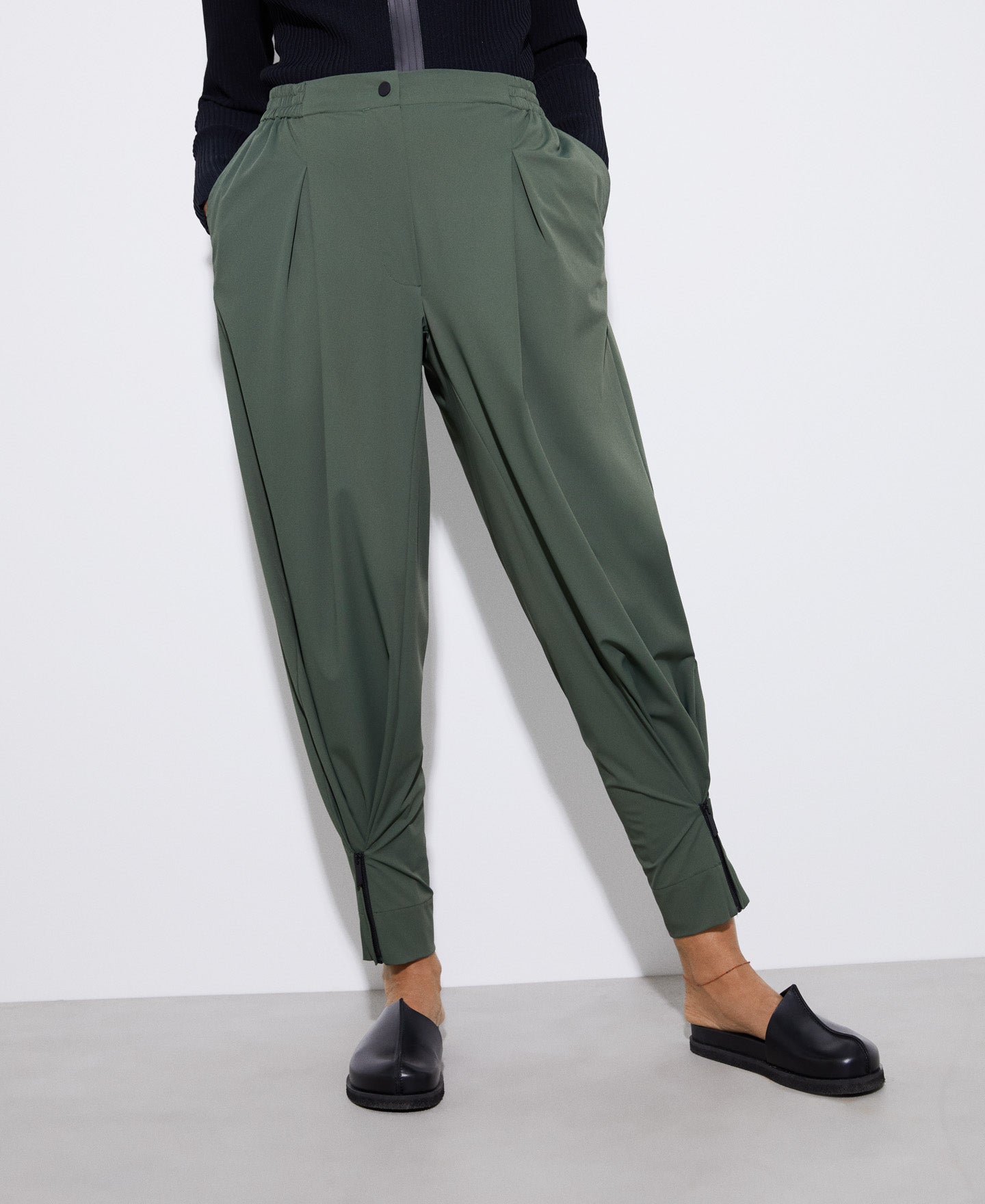 Dark Green Recycled Nylon Sport Trousers